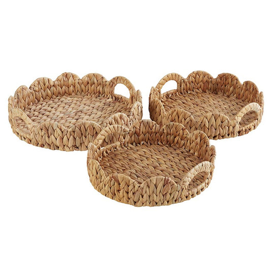 Water Hyacinth Scalloped Handled Tray Assorted