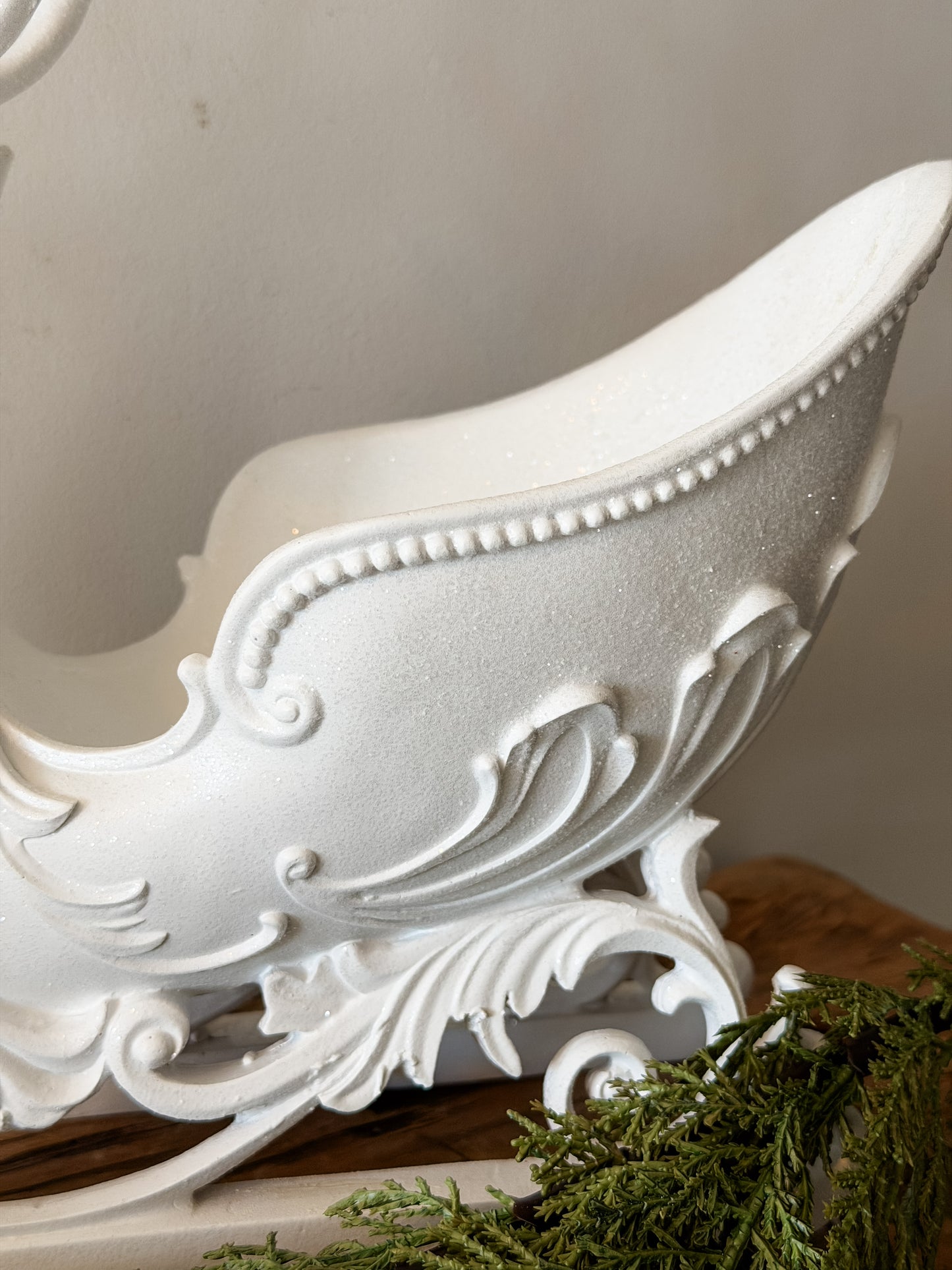 Glittered White Deer Bust Sleigh