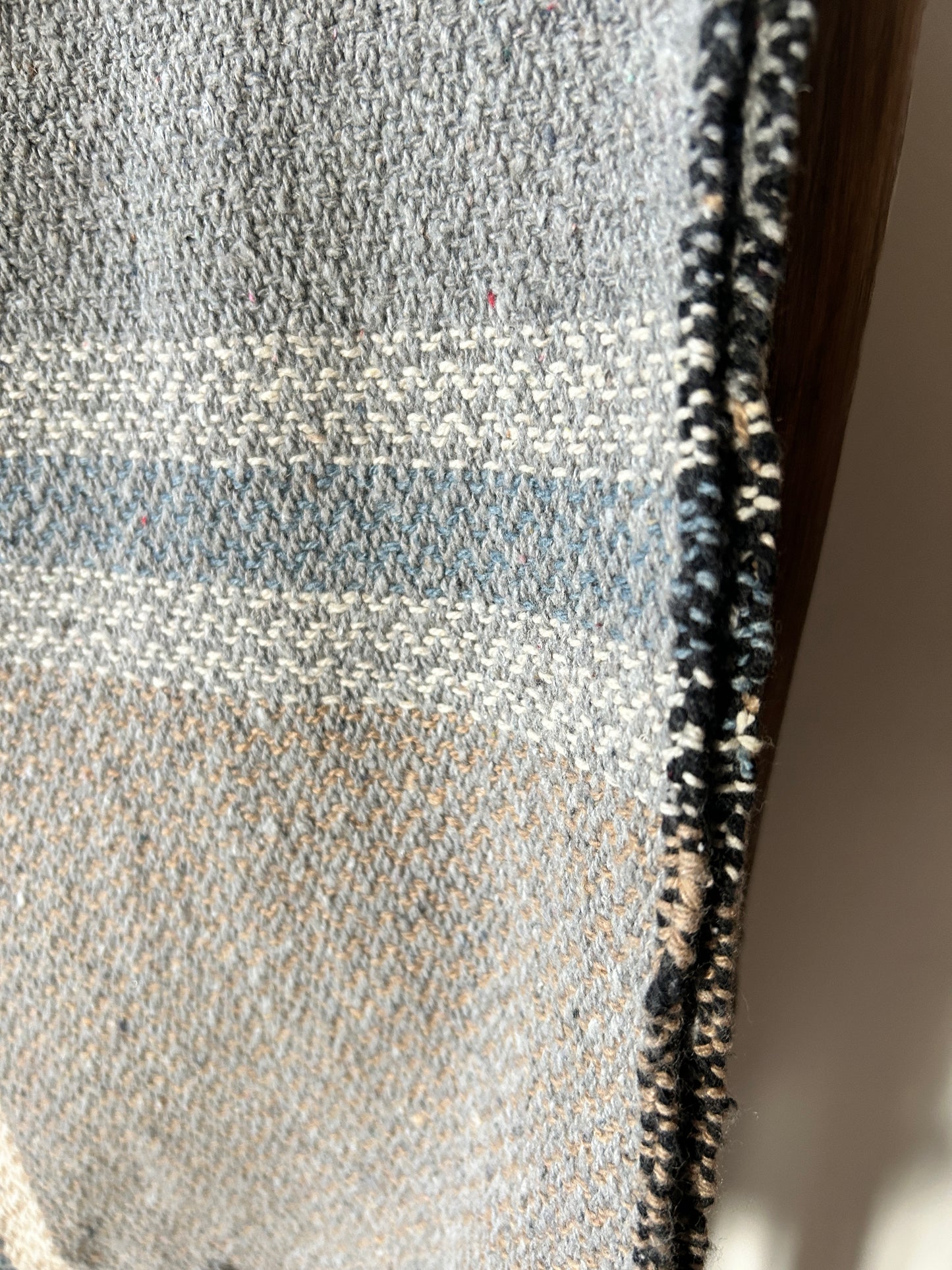 Blue Plaid Woven Fringe Throw Blanket