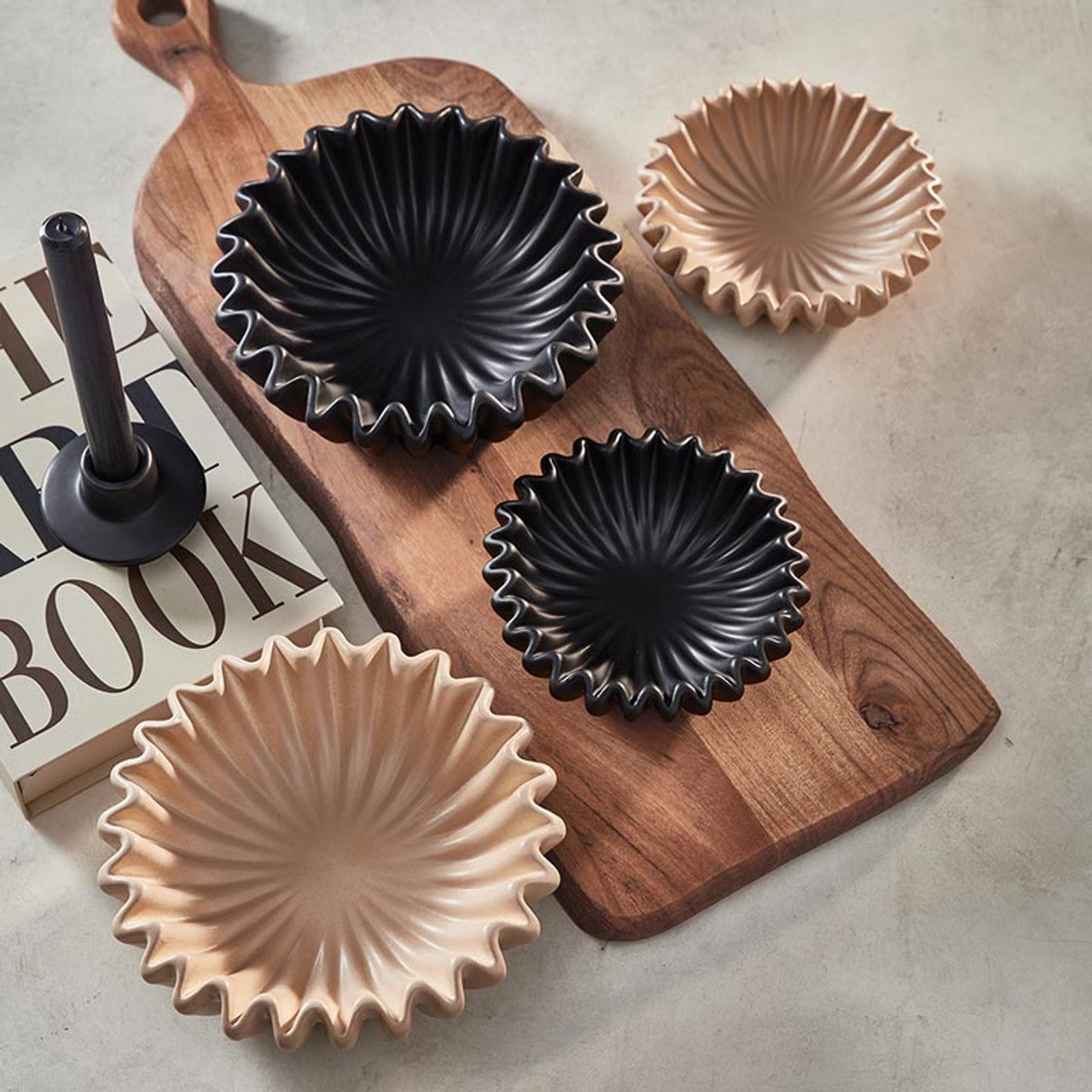 Black Lehriya Fluted Bowls