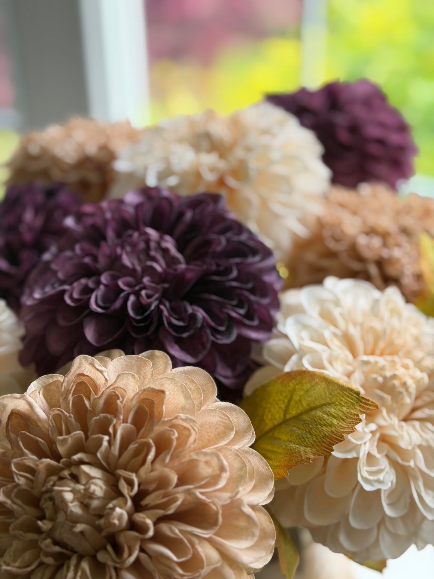 Dried Look Dahlia Stem- Cream
