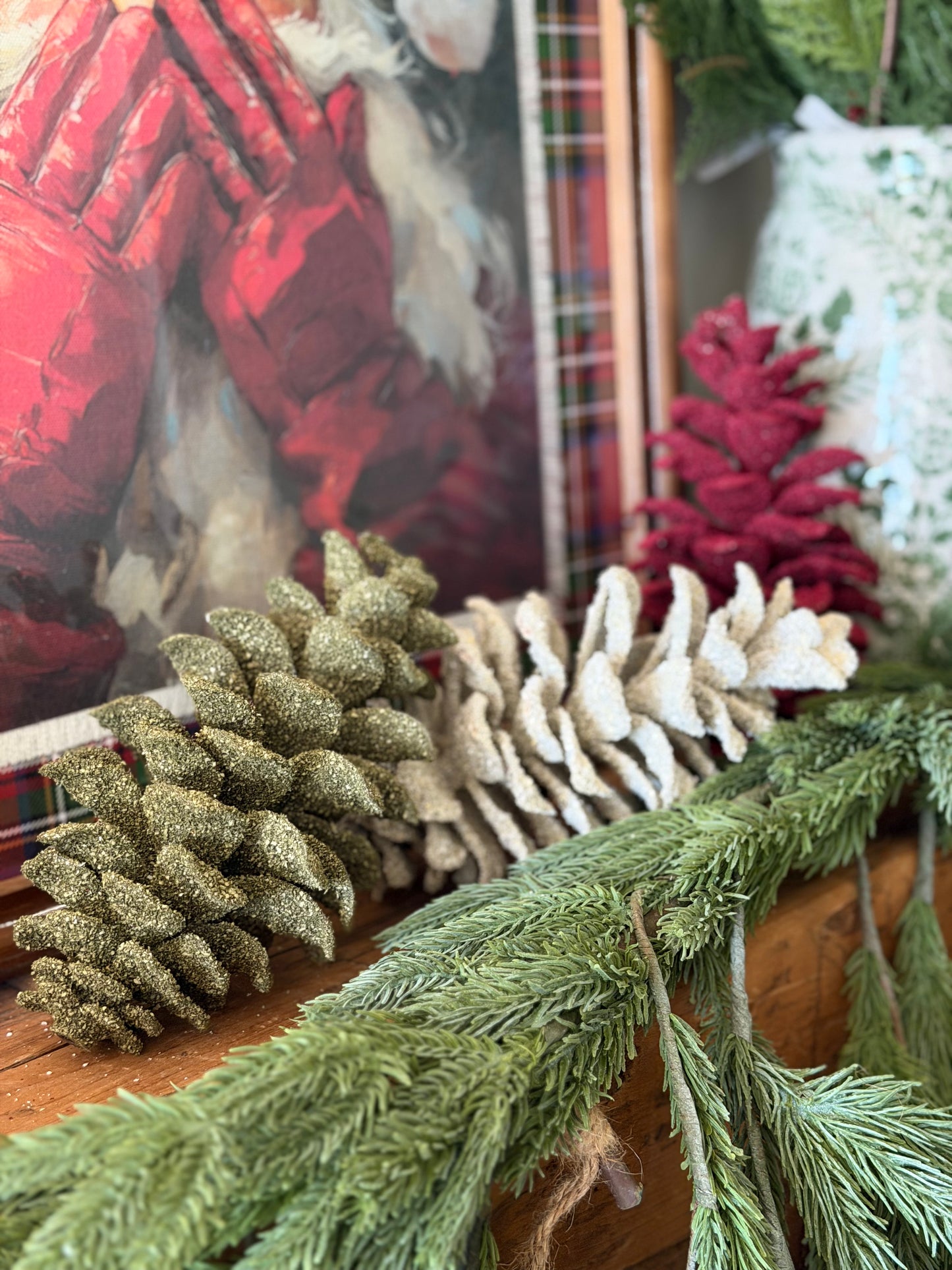 Oversized Dusted Pine Cones- Assorted Colours