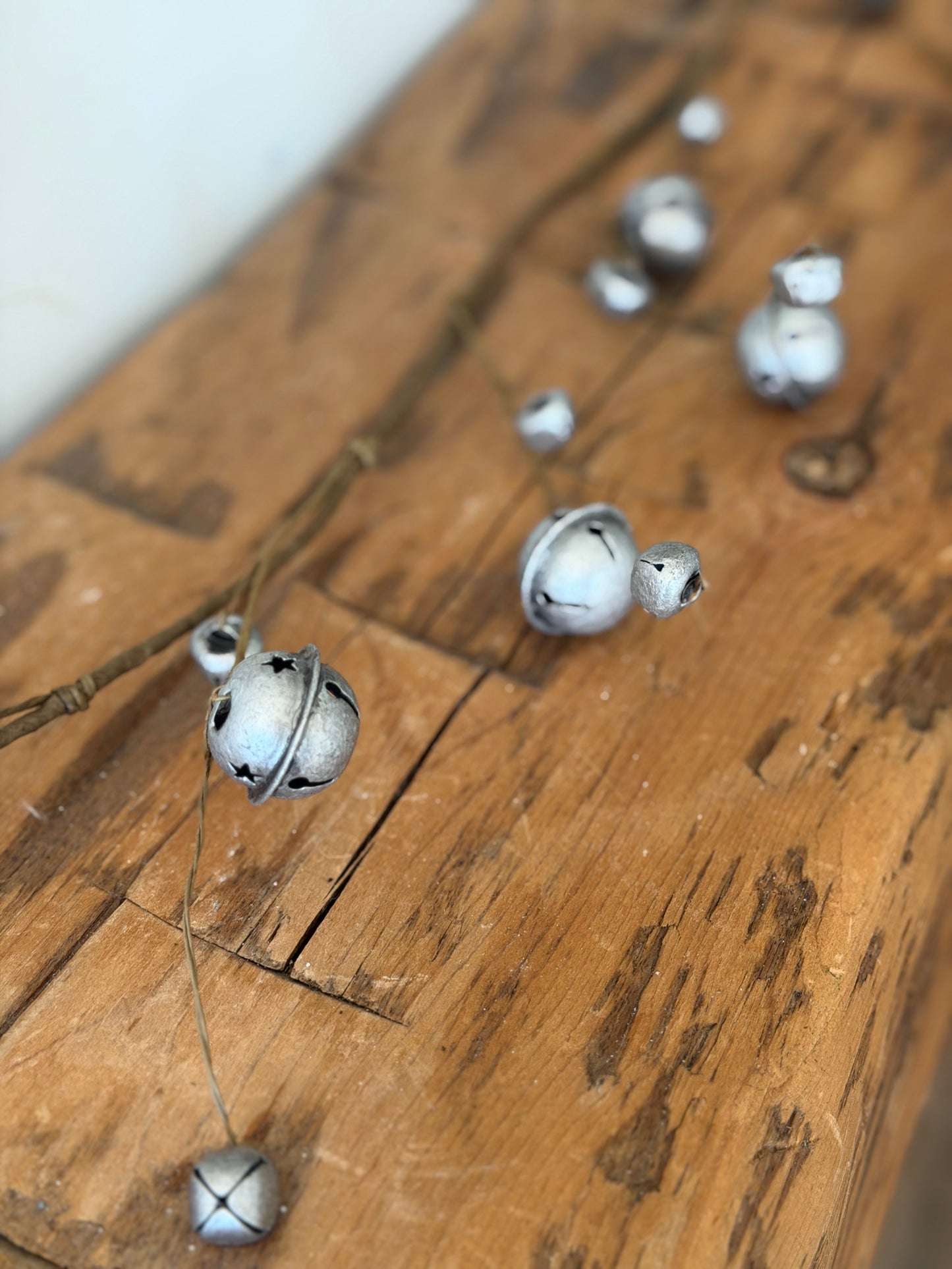 Antique Silver Jingle Bell Garland- 5'