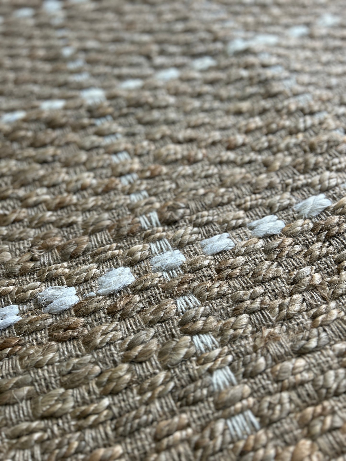 White & Jute Grid Cliffside Runner Rug