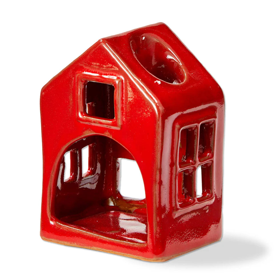 Red Holiday House Tealight Holders