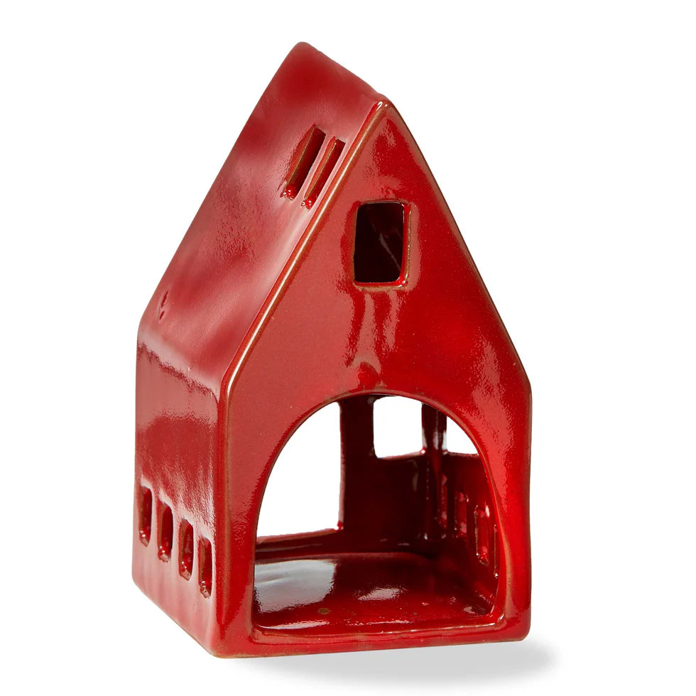 Red Holiday House Tealight Holders