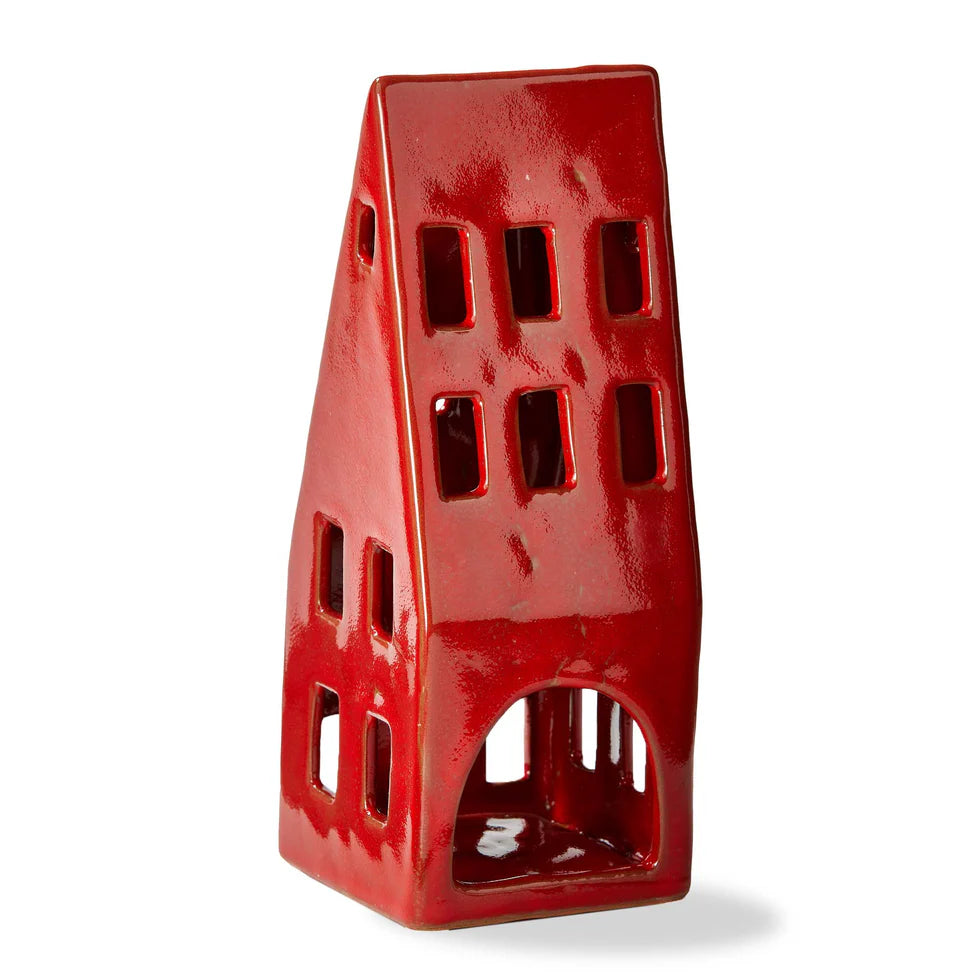Red Holiday House Tealight Holders