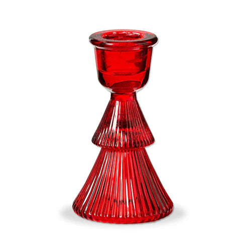 Red Glass Tree Taper Holders