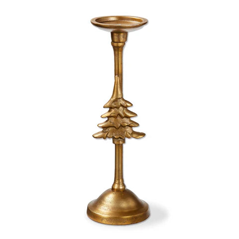 Antiqued Taper Pillar Tree Candle Holders