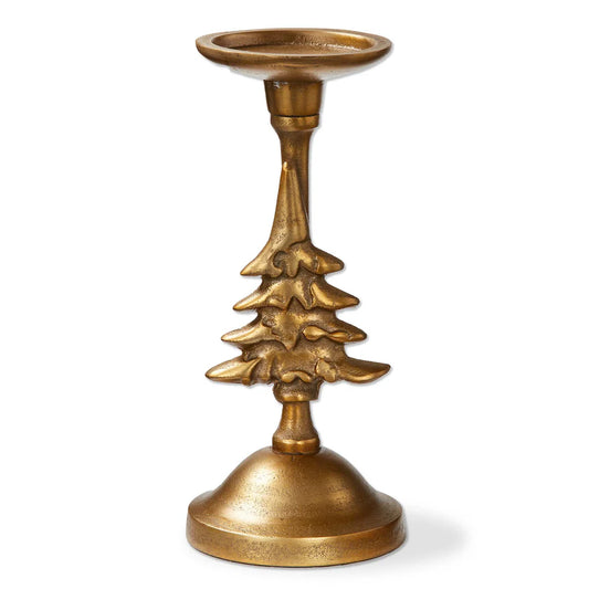 Antiqued Taper Pillar Tree Candle Holders