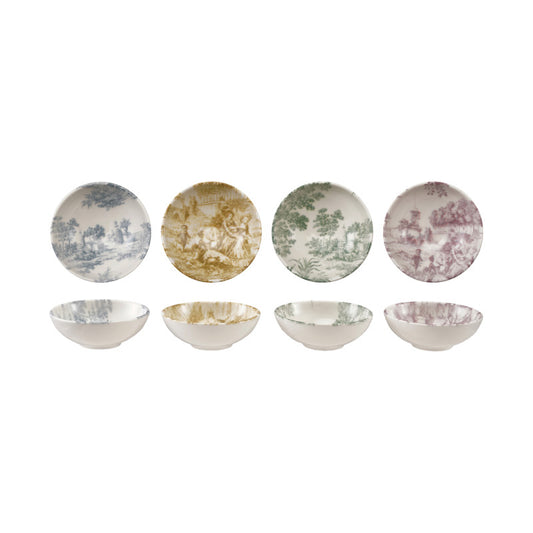 Vintage Inspired Toile Pattern Bowls Assorted