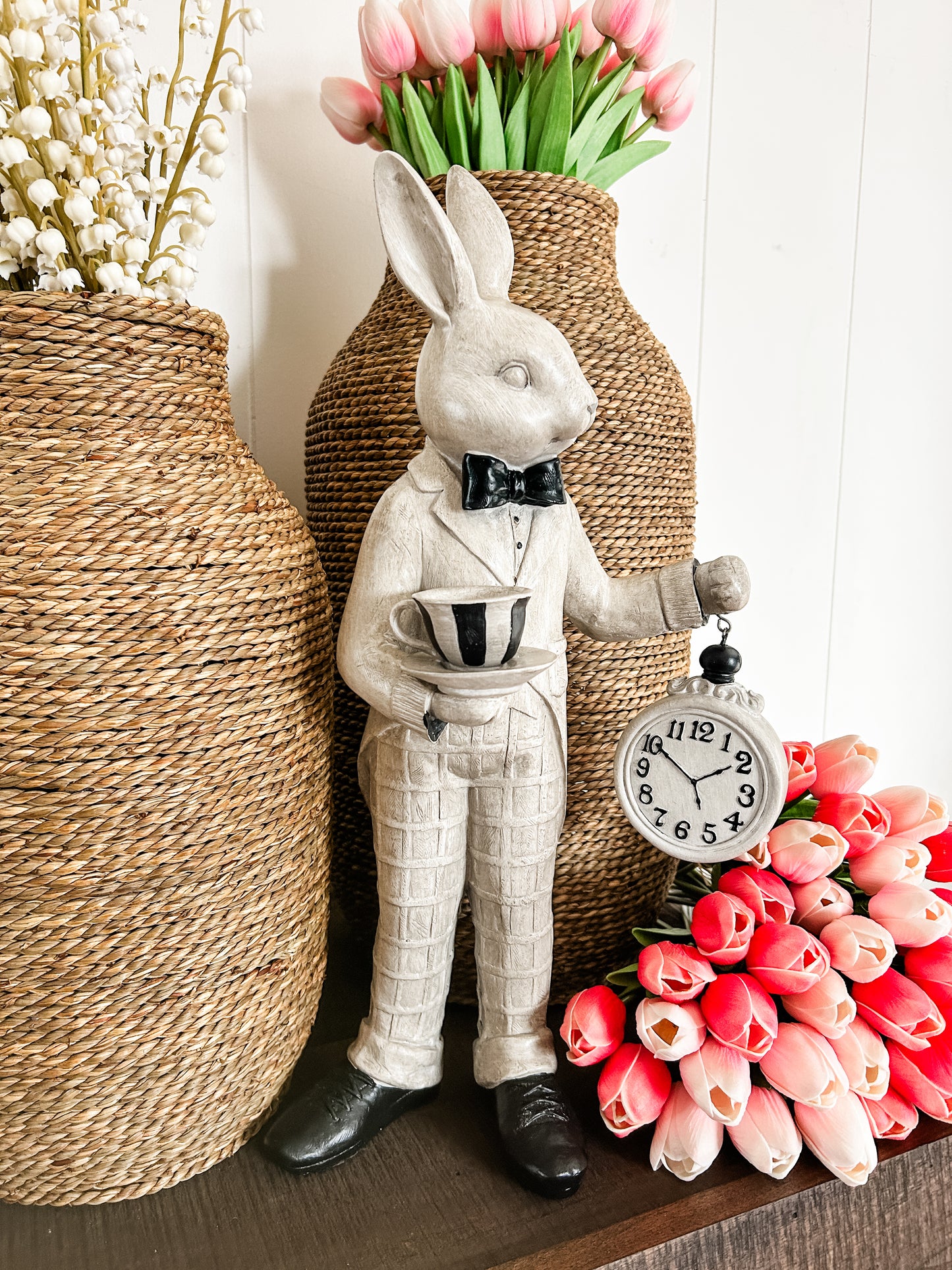 Black & Grey Whimsical Tea Time Bunny