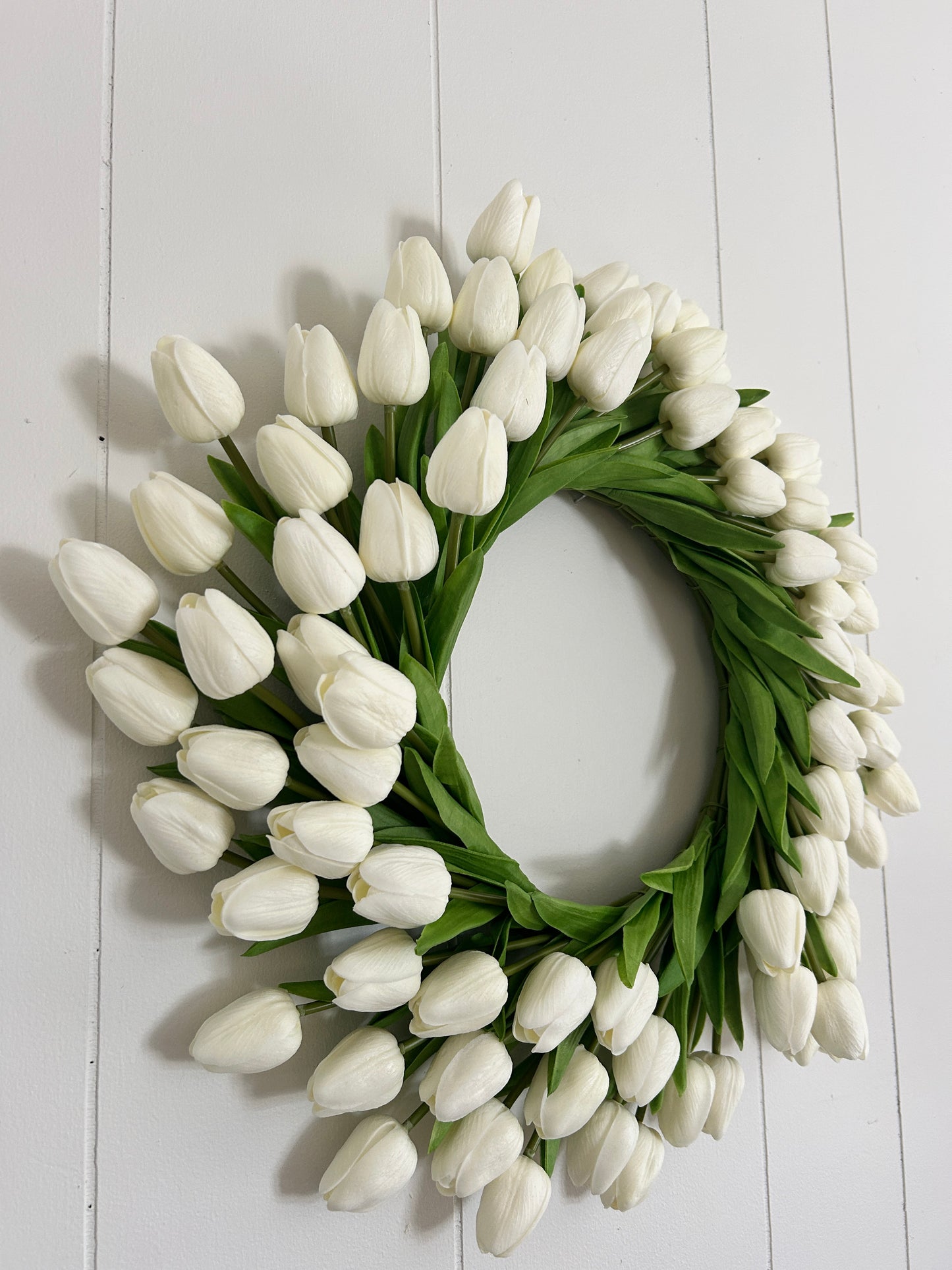 White Real Touch Tulip Wreath