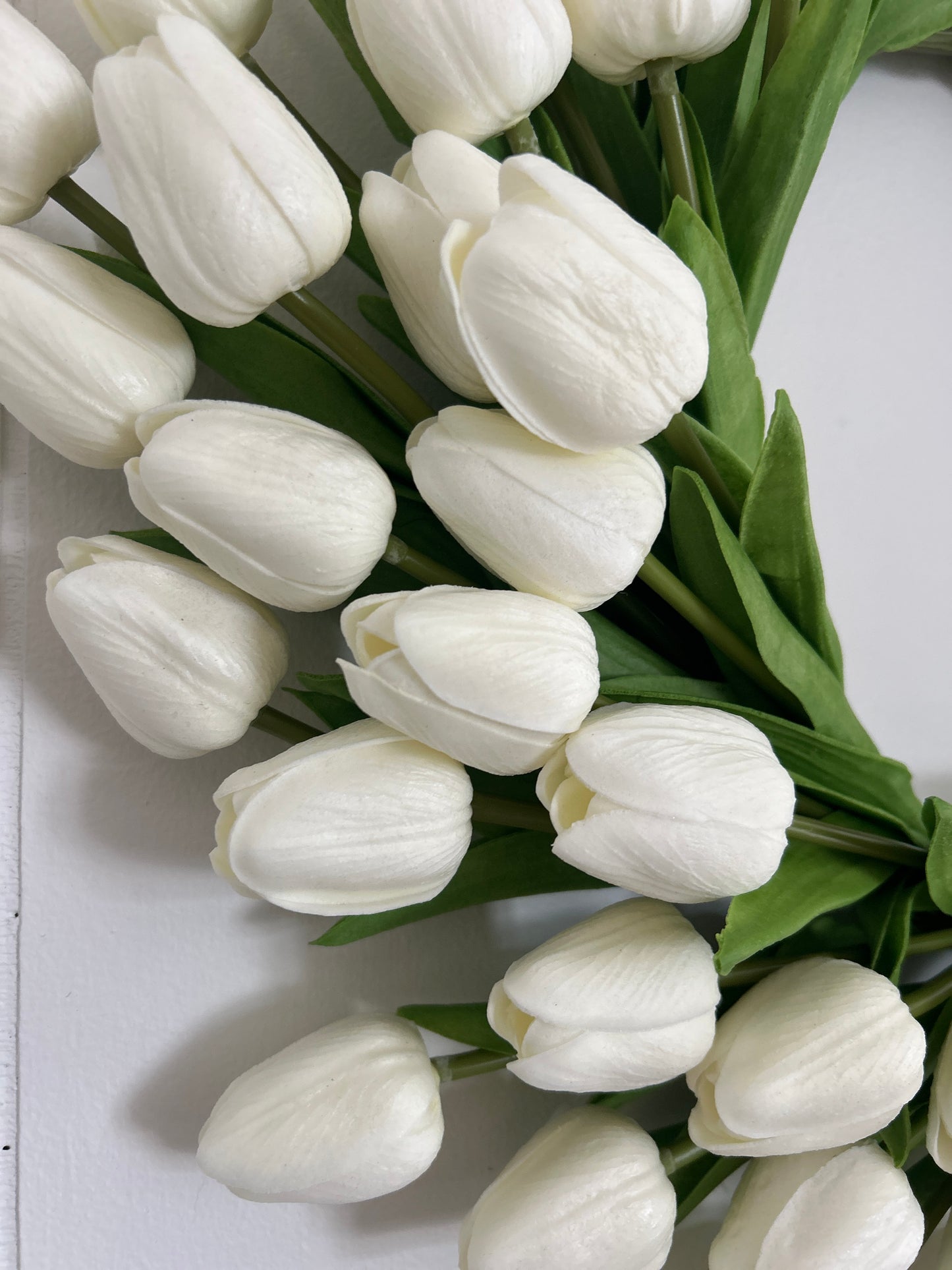 White Real Touch Tulip Wreath