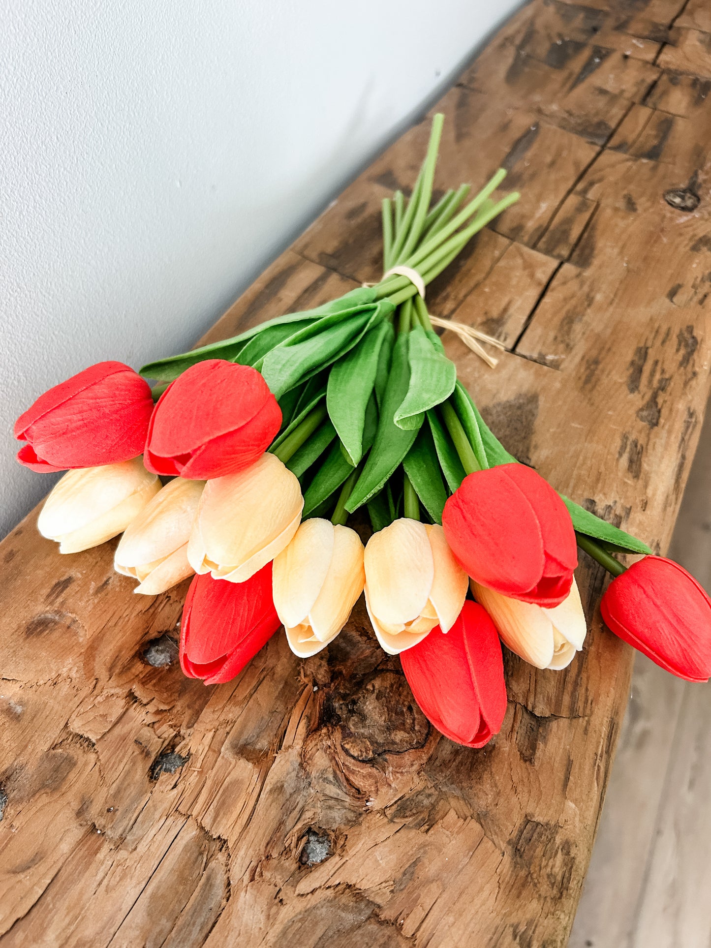 Coral & Peach Real Touch Tulip Dozen