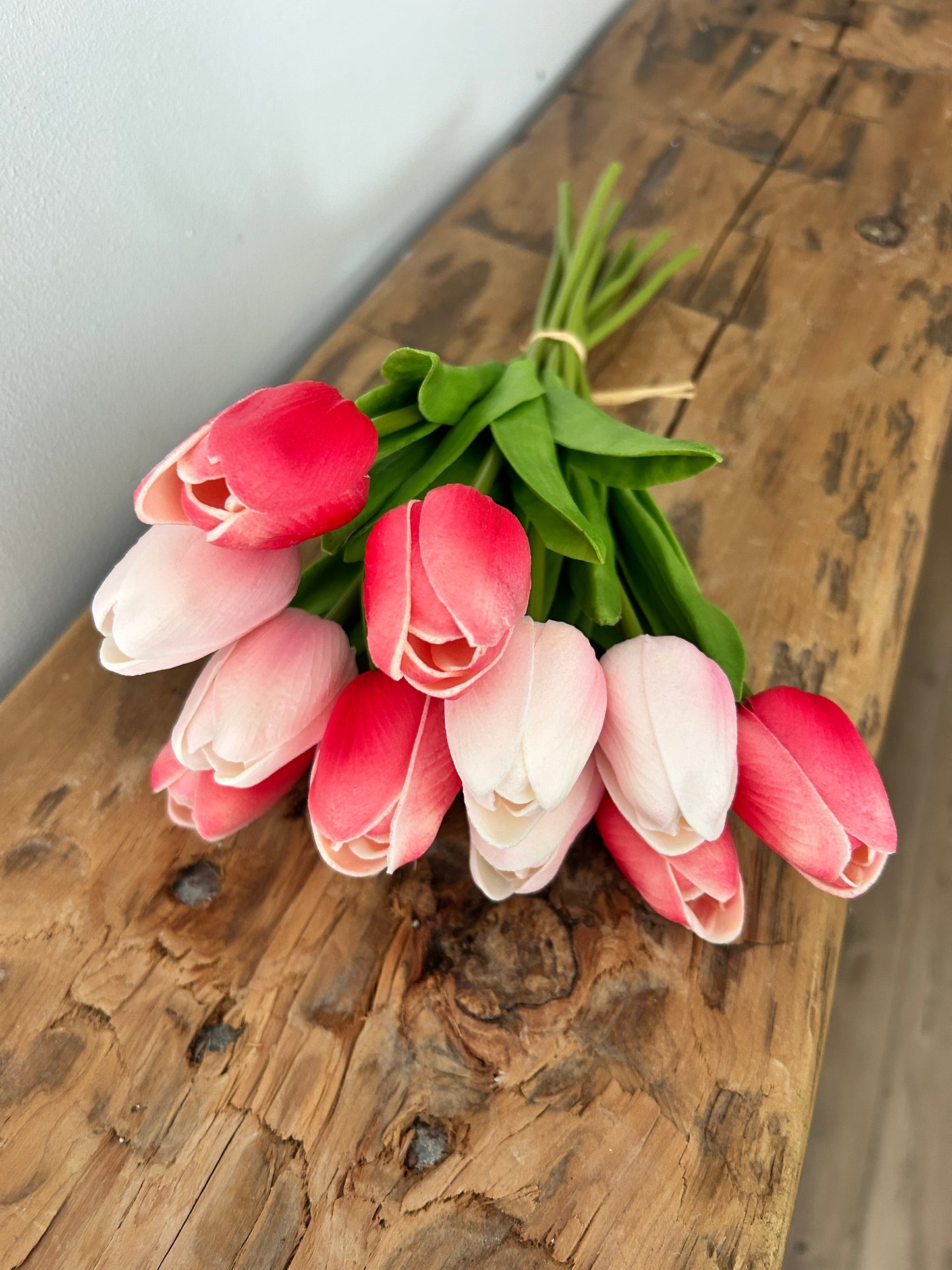 Pink & Rose Real Touch Tulip Dozen