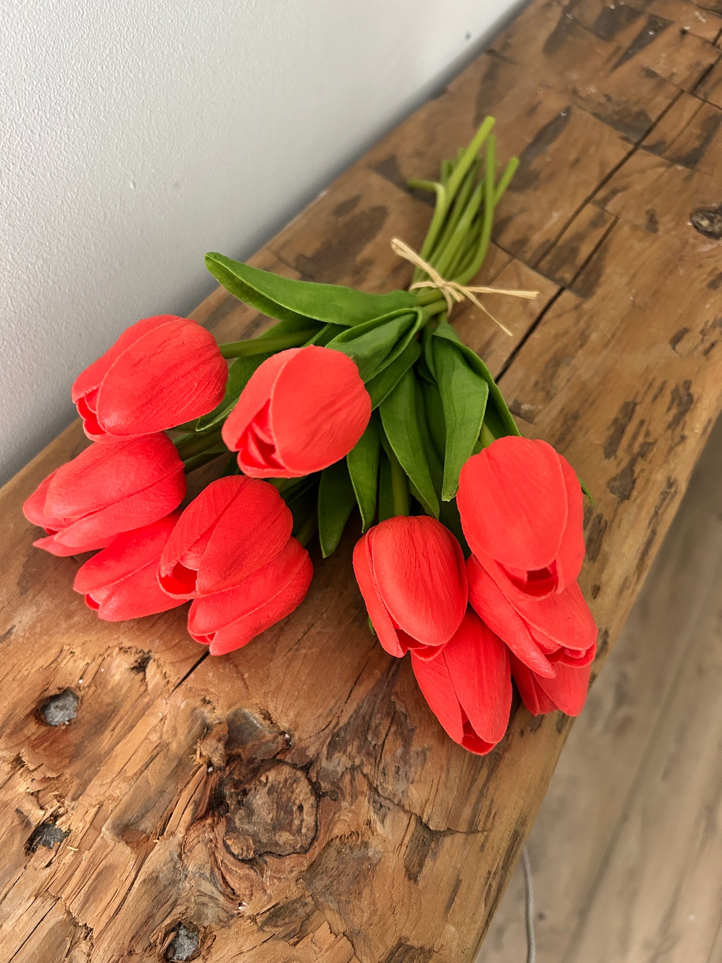 Coral Real Touch Tulip Dozen