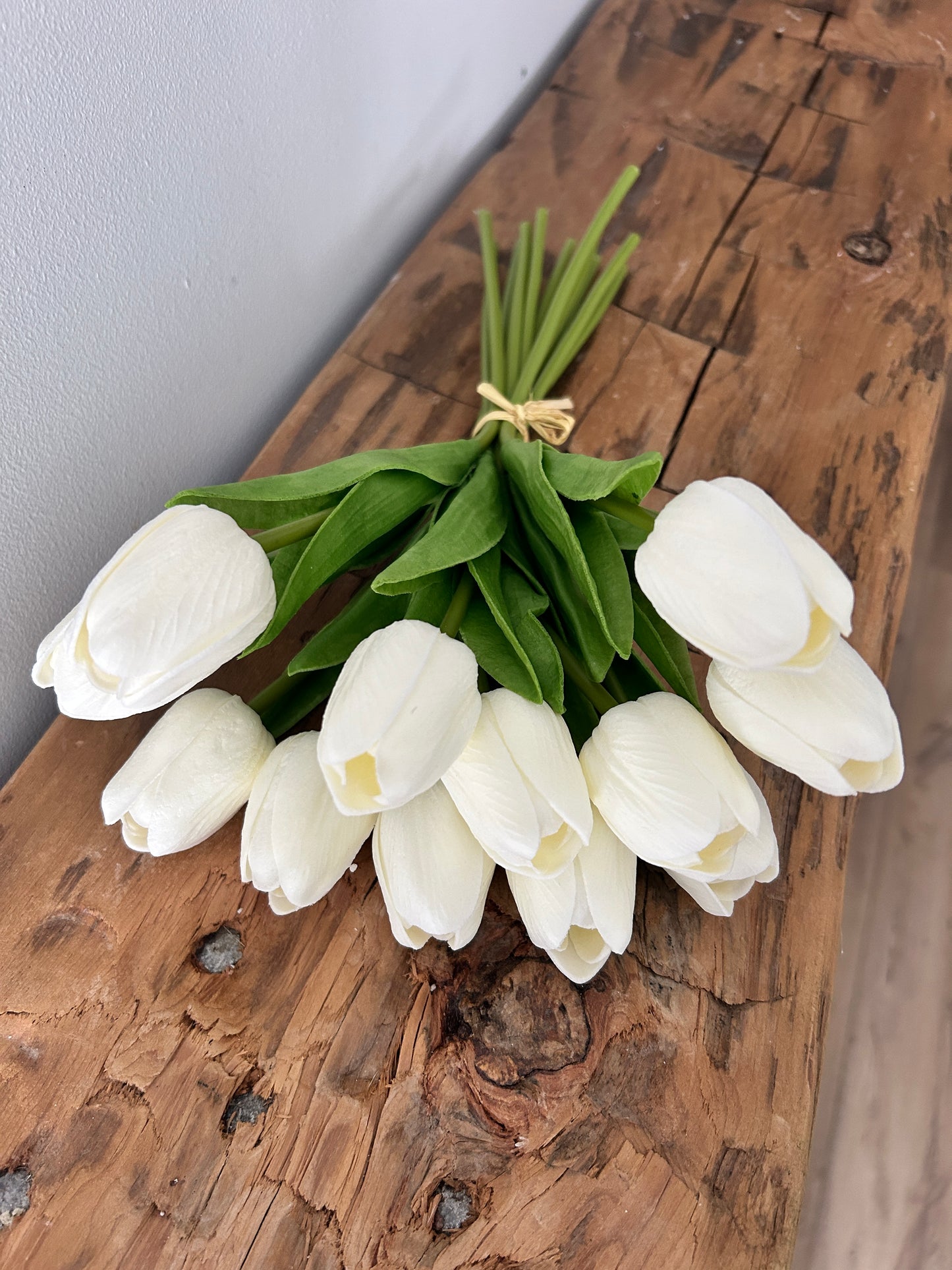 White Real Touch Tulip Dozen