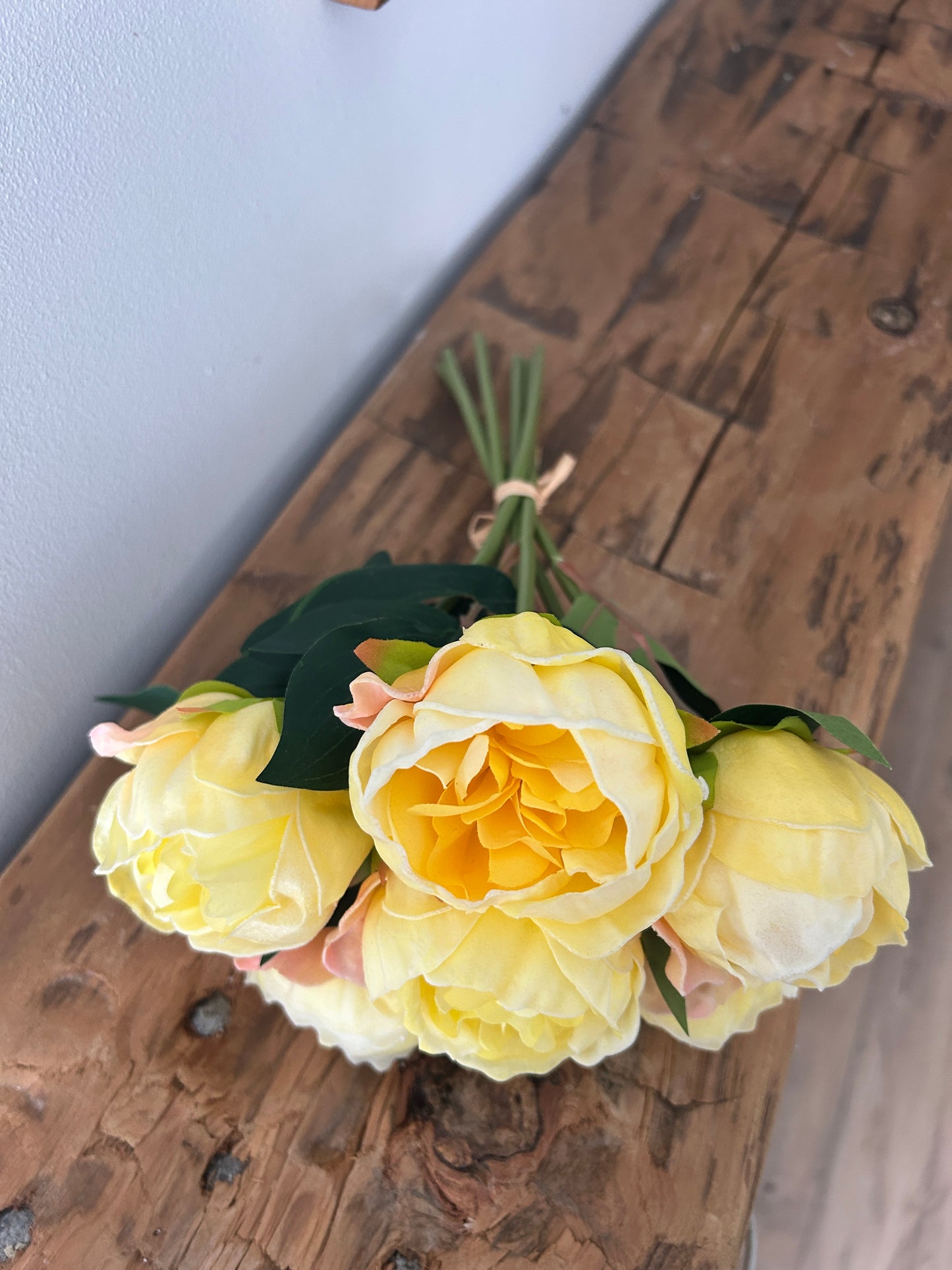 Light Yellow Real Touch Peony Bouquet