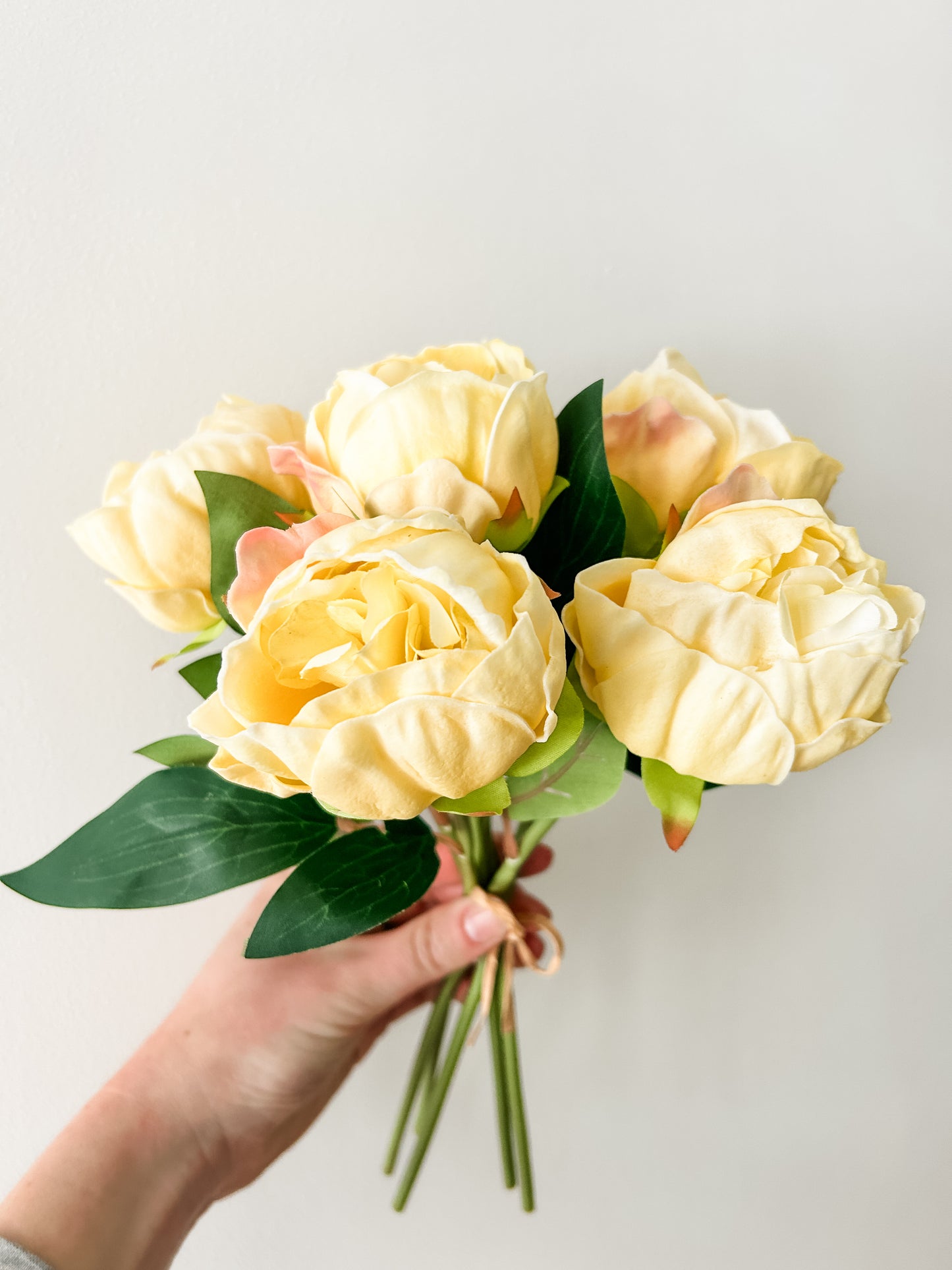 Light Yellow Real Touch Peony Bouquet