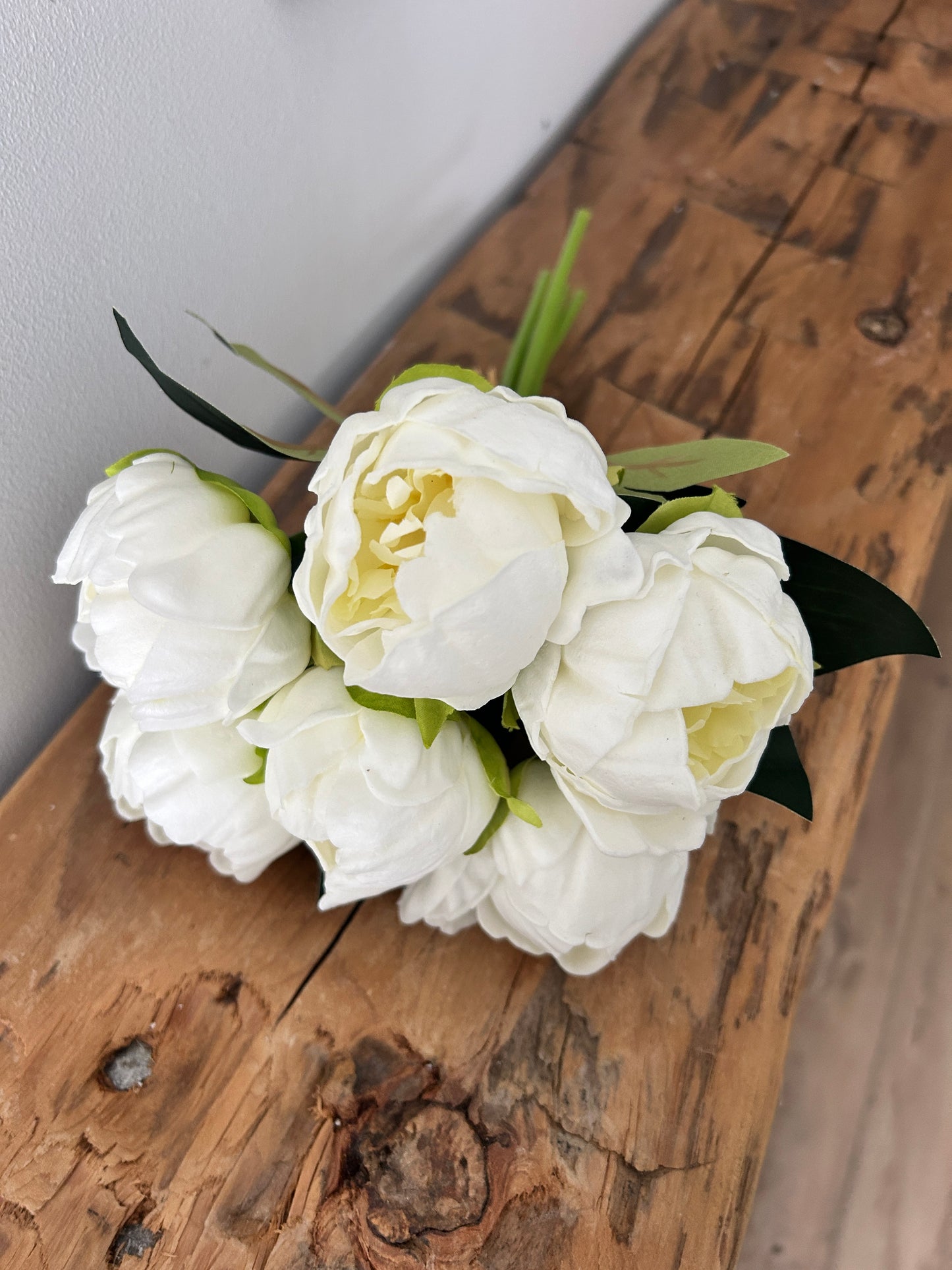 White Real Touch Peony Bouquet