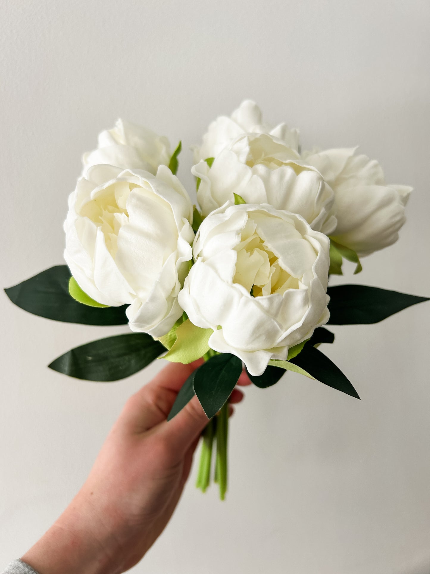 White Real Touch Peony Bouquet