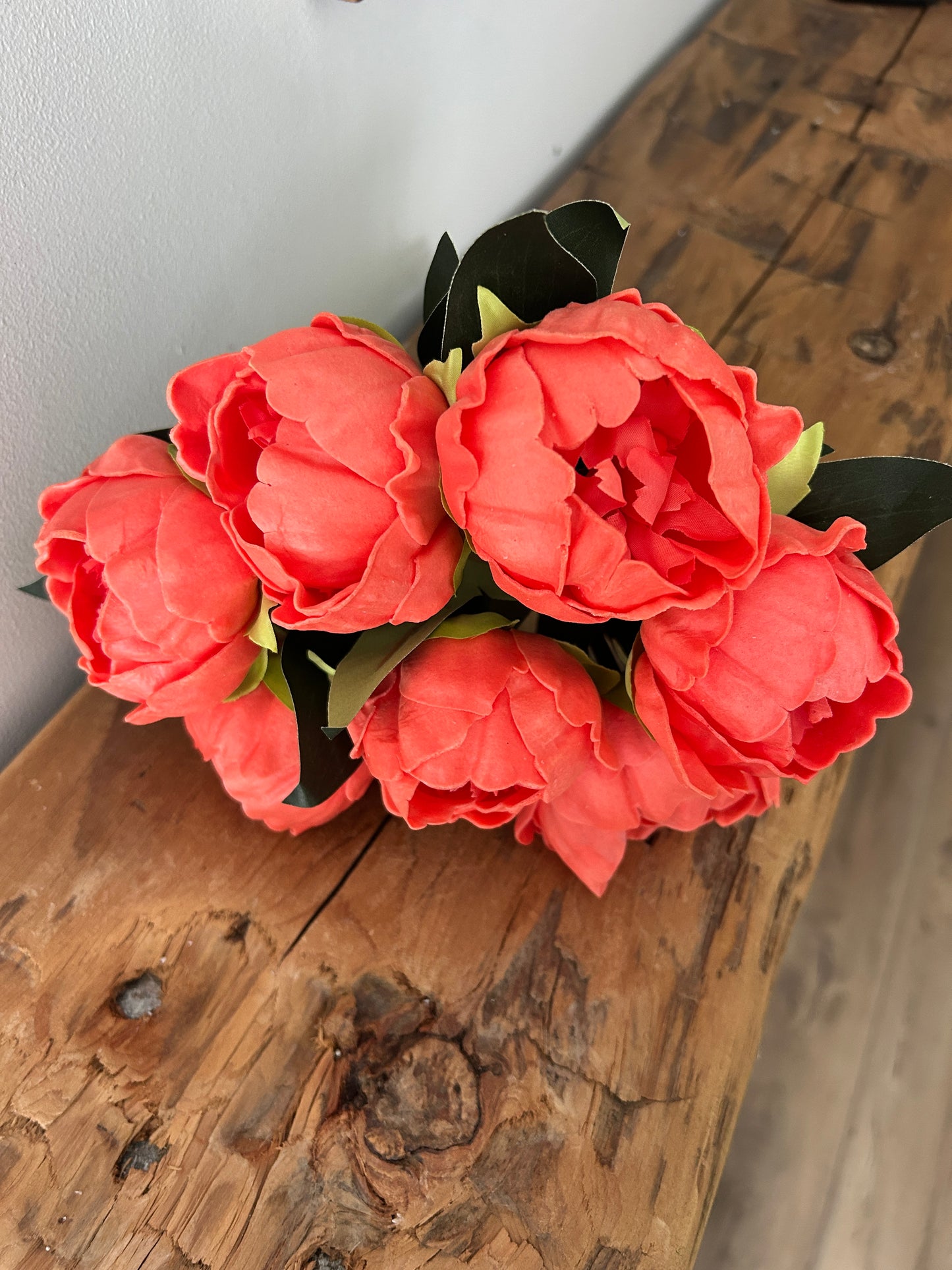 Coral Real Touch Peony Bouquet