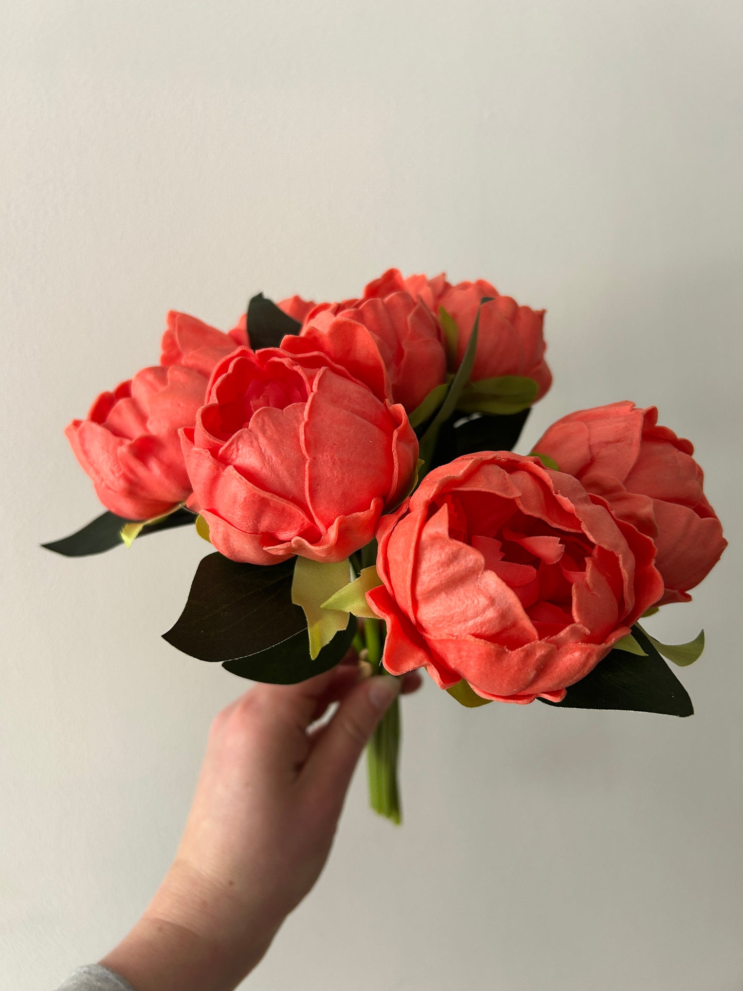 Coral Real Touch Peony Bouquet