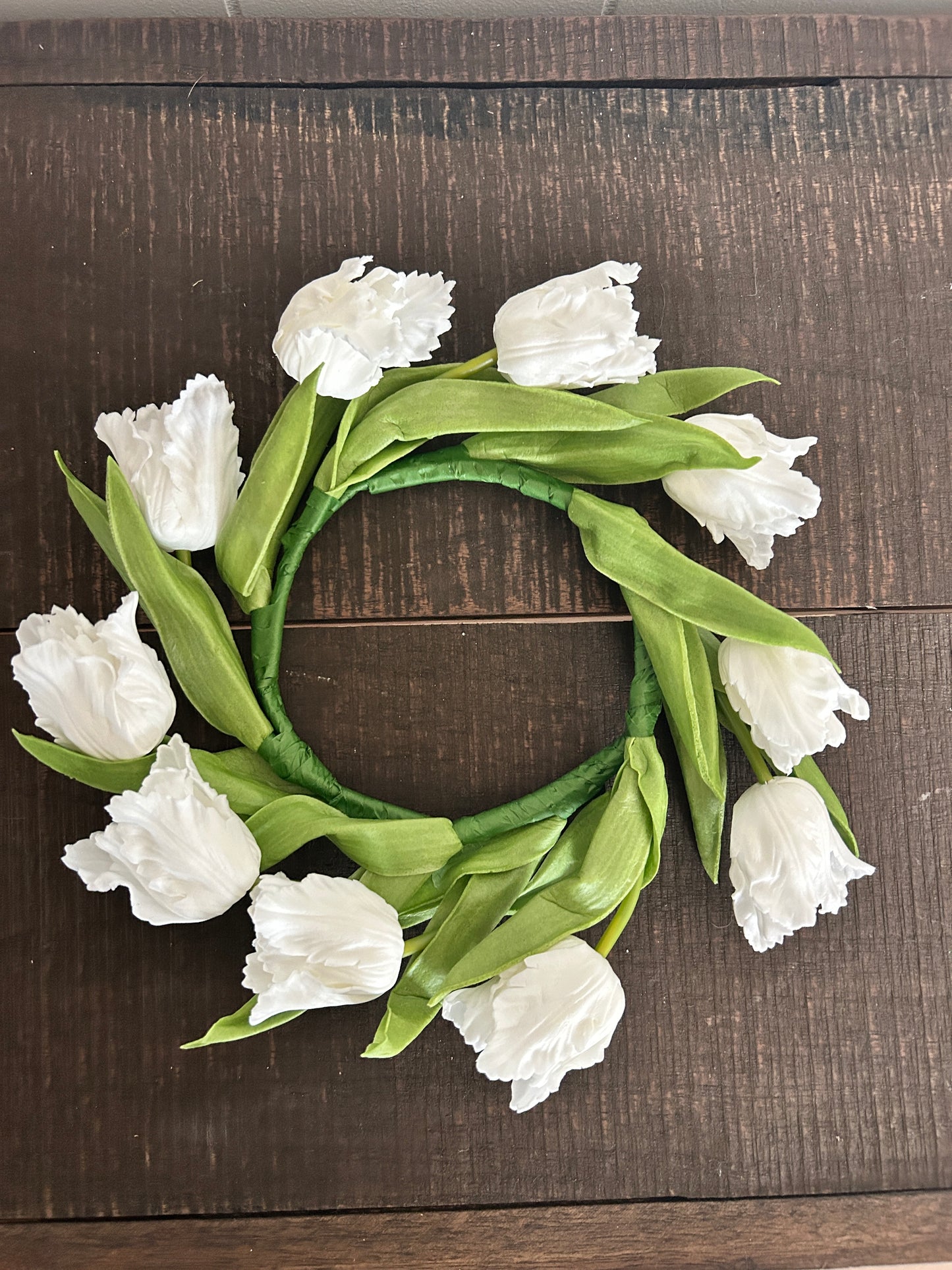 White Real Touch Parrot Tulip Mini Wreath