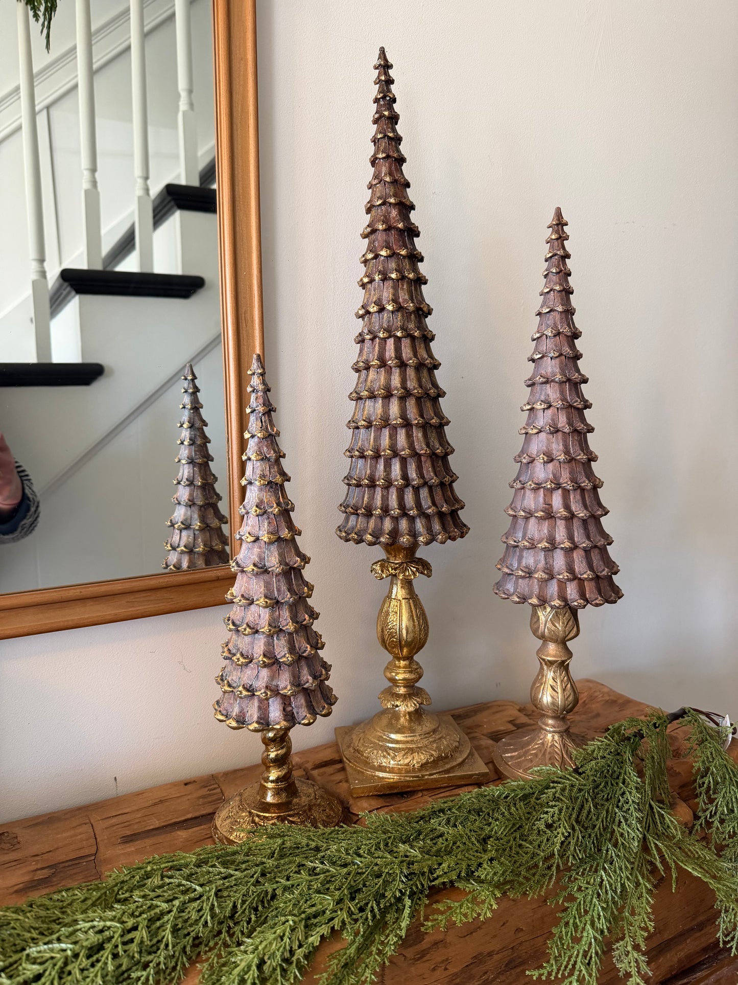 Pinecone Resin Pedestal Trees