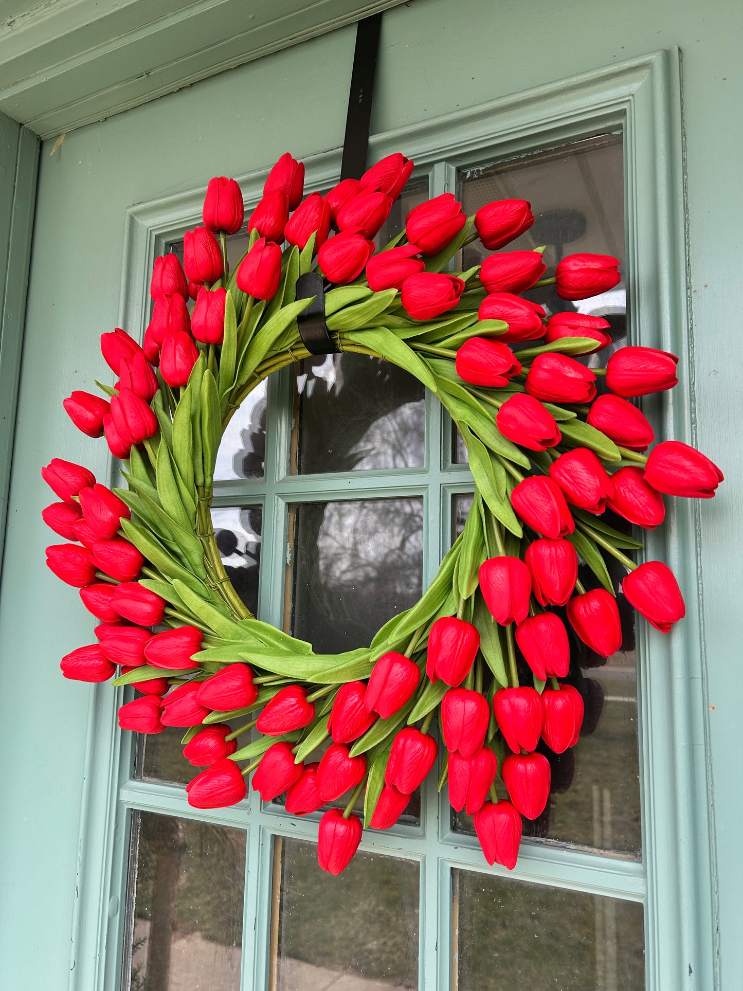 Red Real Touch Tulip Wreath