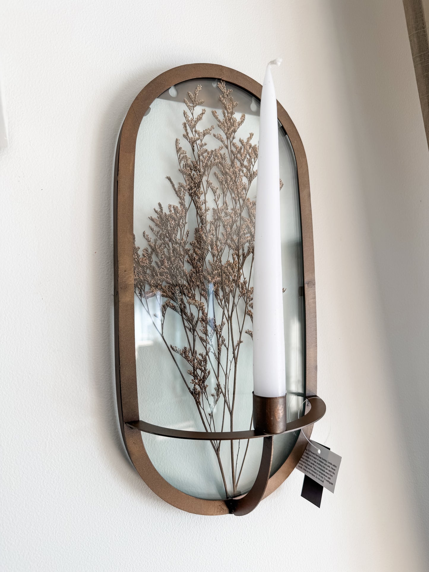 Oval Dried Floral Candle Sconce