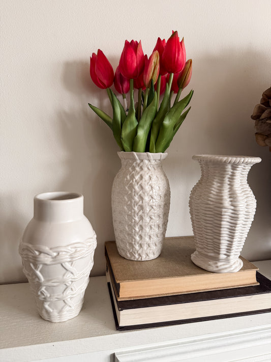 White Stoneware Bud Vases- Assorted Styles