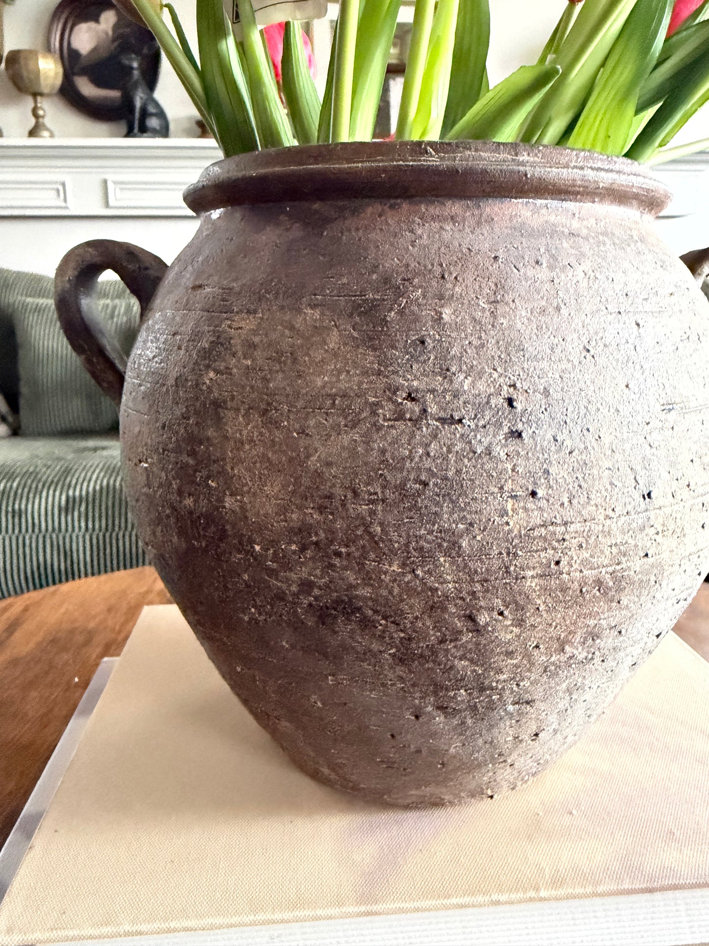 Brown Vintage 2 Handle Vase