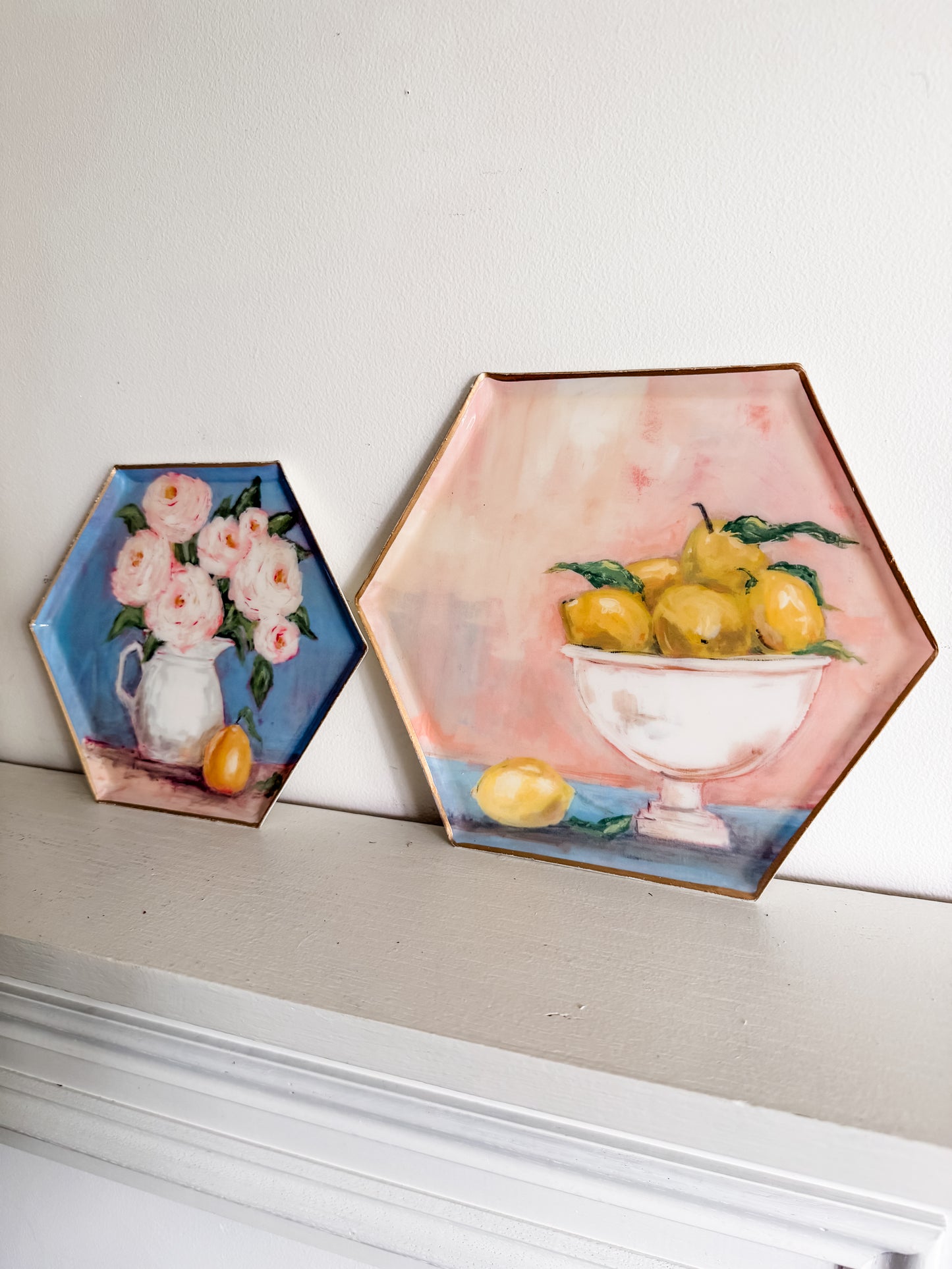 Hexagon Enameled Trays Assorted