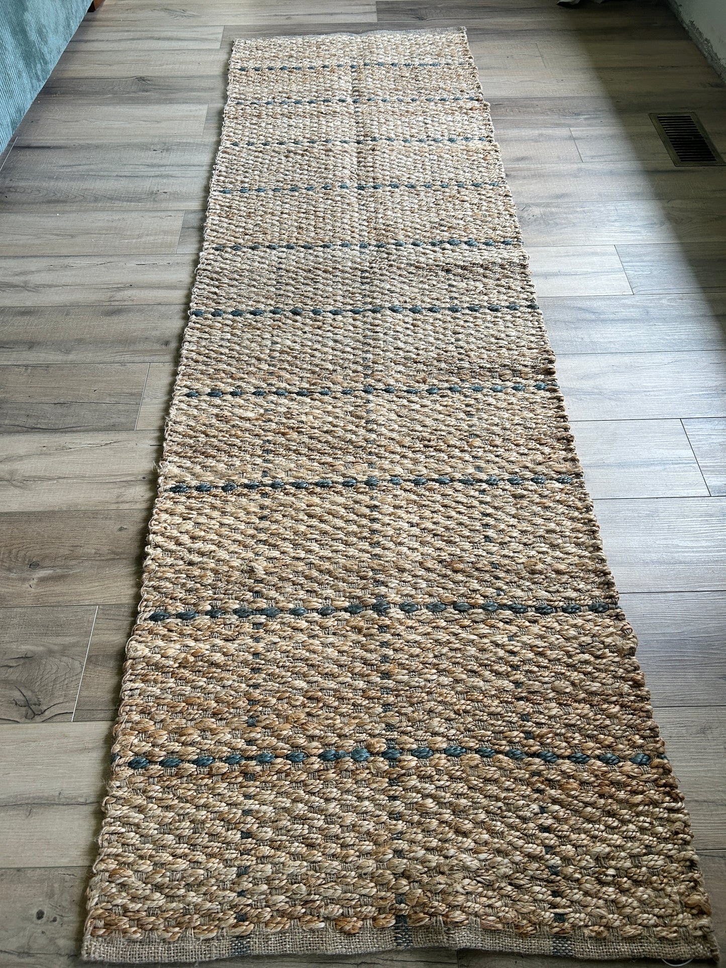 Grey & Jute Grid Cliffside Runner Rug