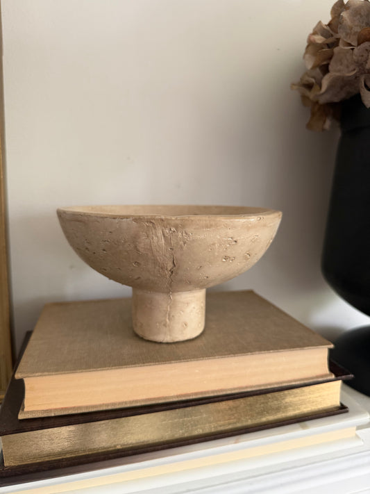 Faux Travertine Pedestal Bowl