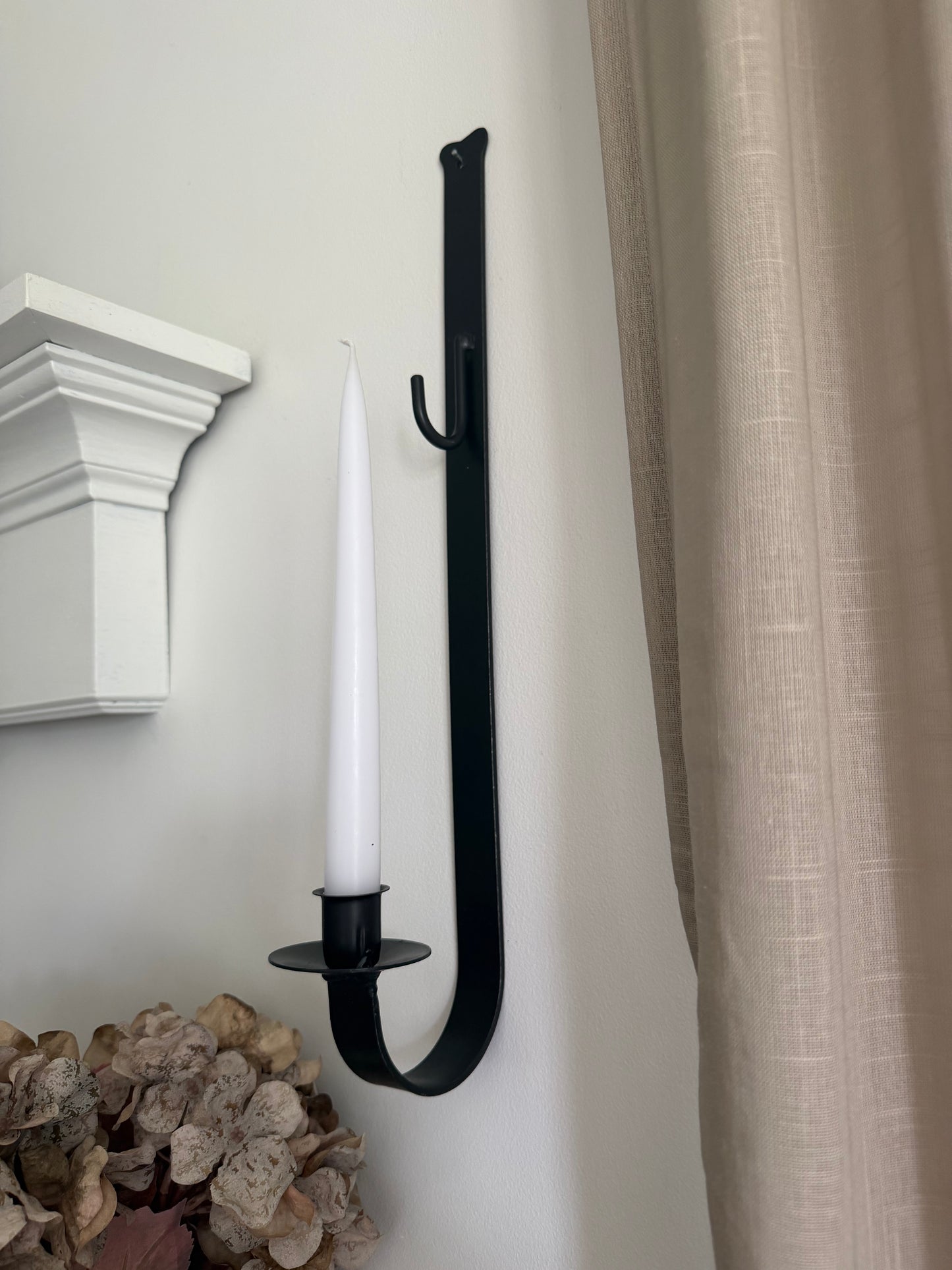 Wrought Iron Wall Mount Wreath and Candle Holder