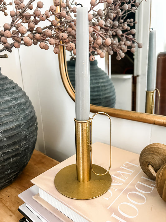 Brass Handle Taper Candle Holder