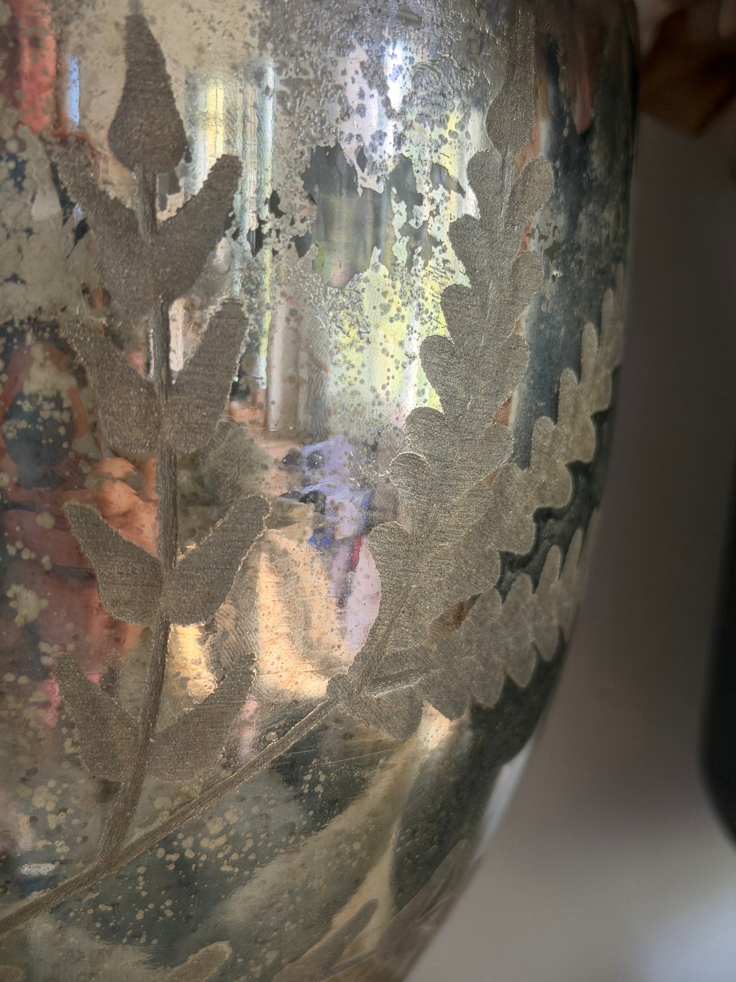 Champagne Mercury Etched Footed Urn