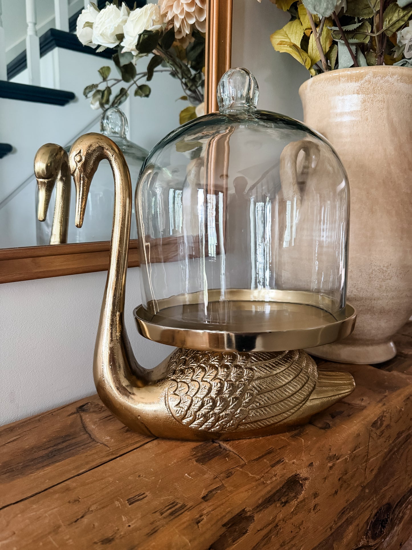 Swan Aluminum Cloche Statement Piece