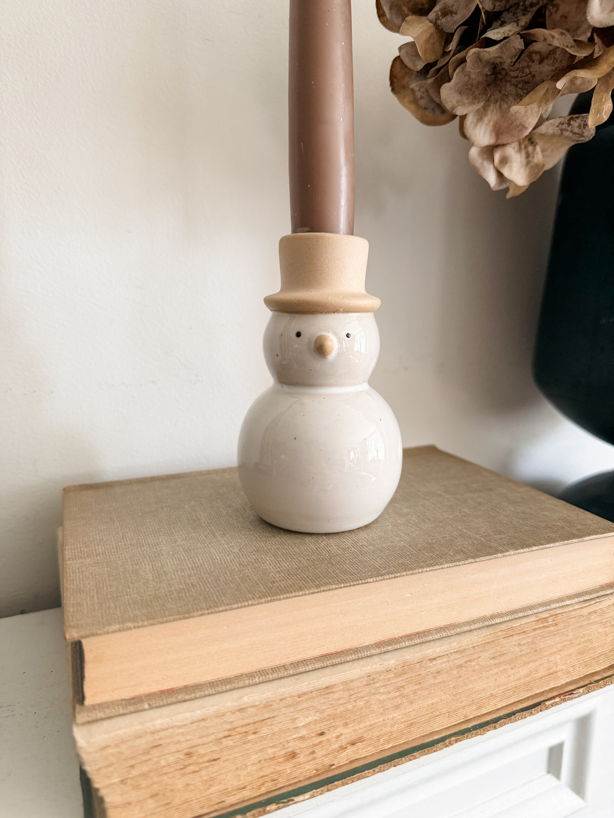 Stoneware Snowman Taper Holder