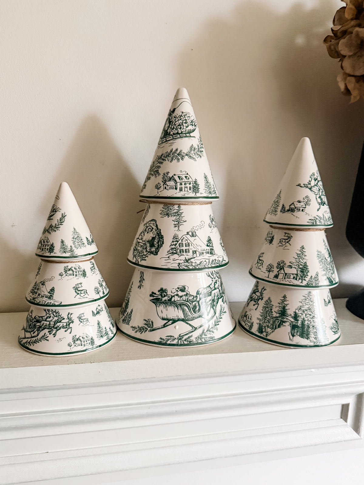Hand Painted Stoneware Toile Trees- Assorted Sizes