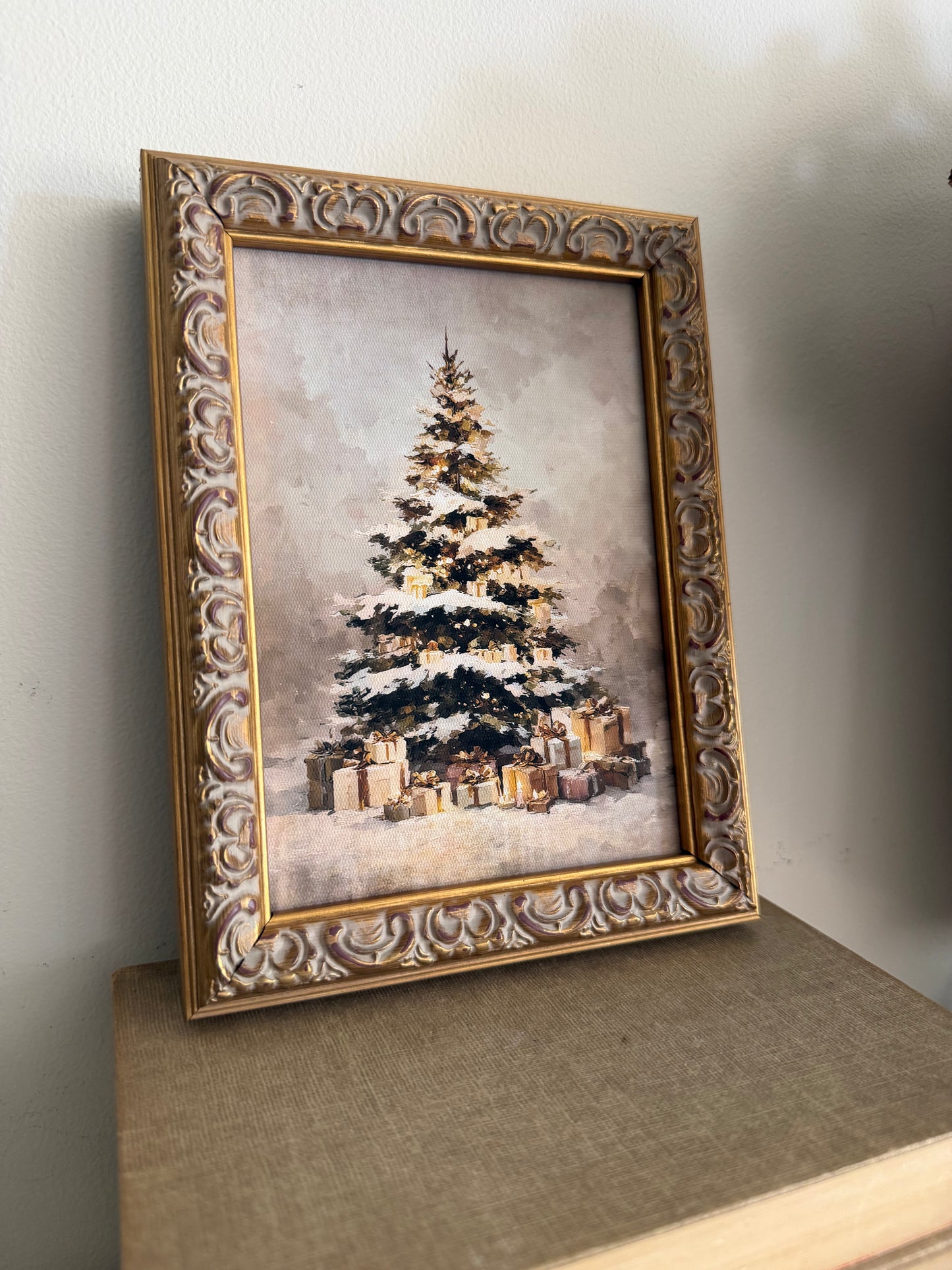 Vintage Christmas Tree Framed Art- 5 x 7