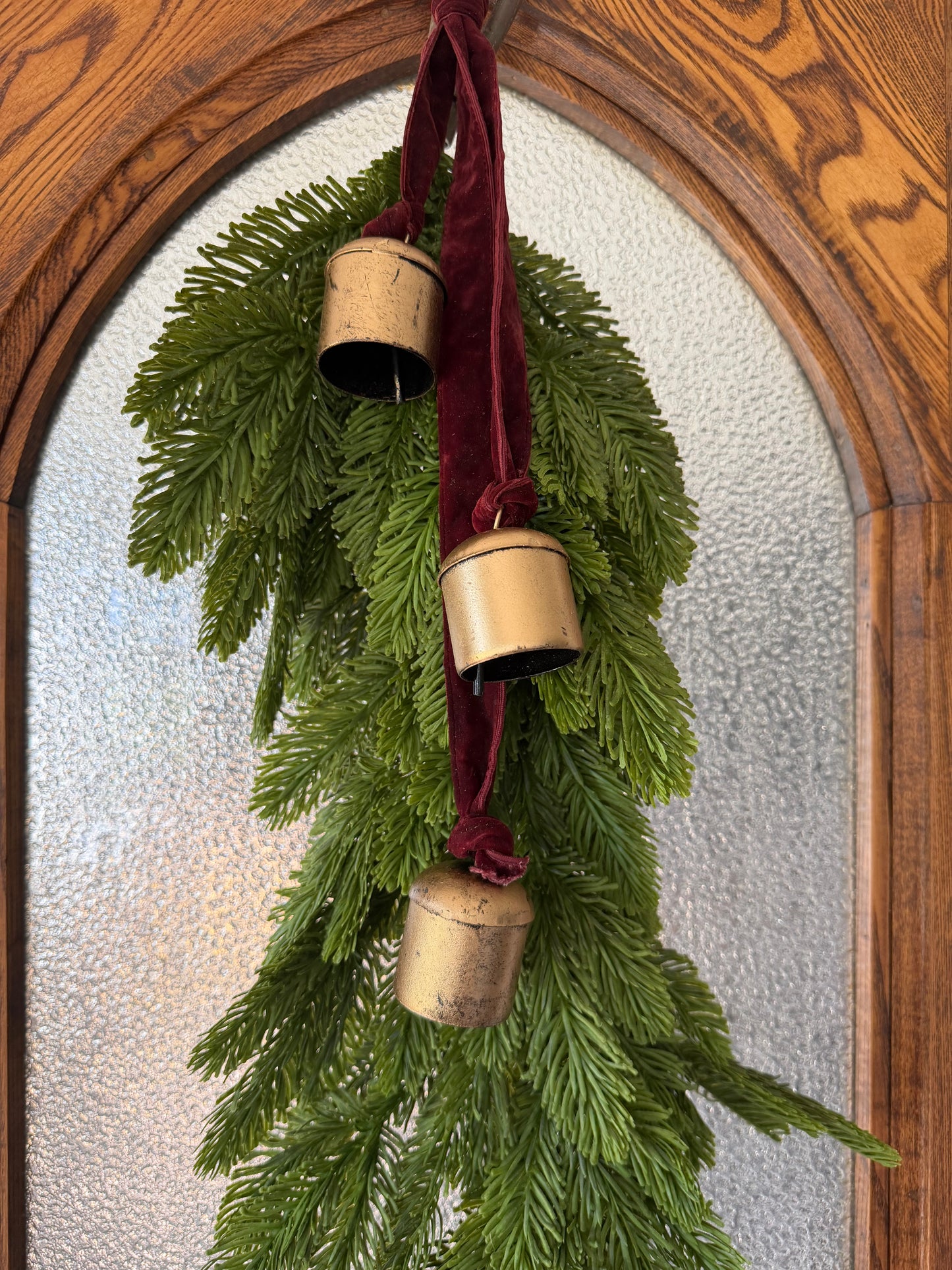 Burnt Gold Maroon Velvet Bell Hanger