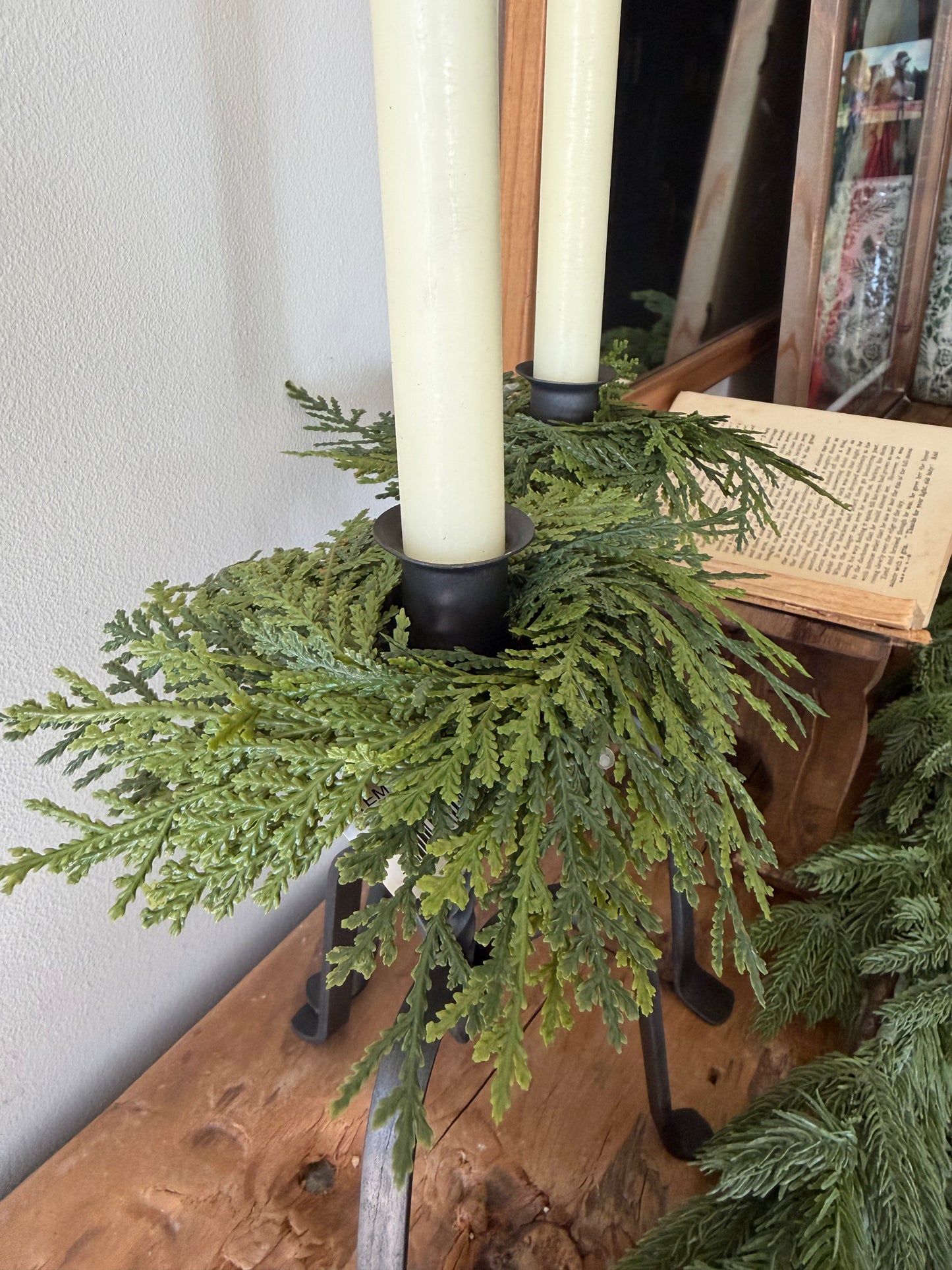 Real Touch Northern White Cedar Taper Wreath