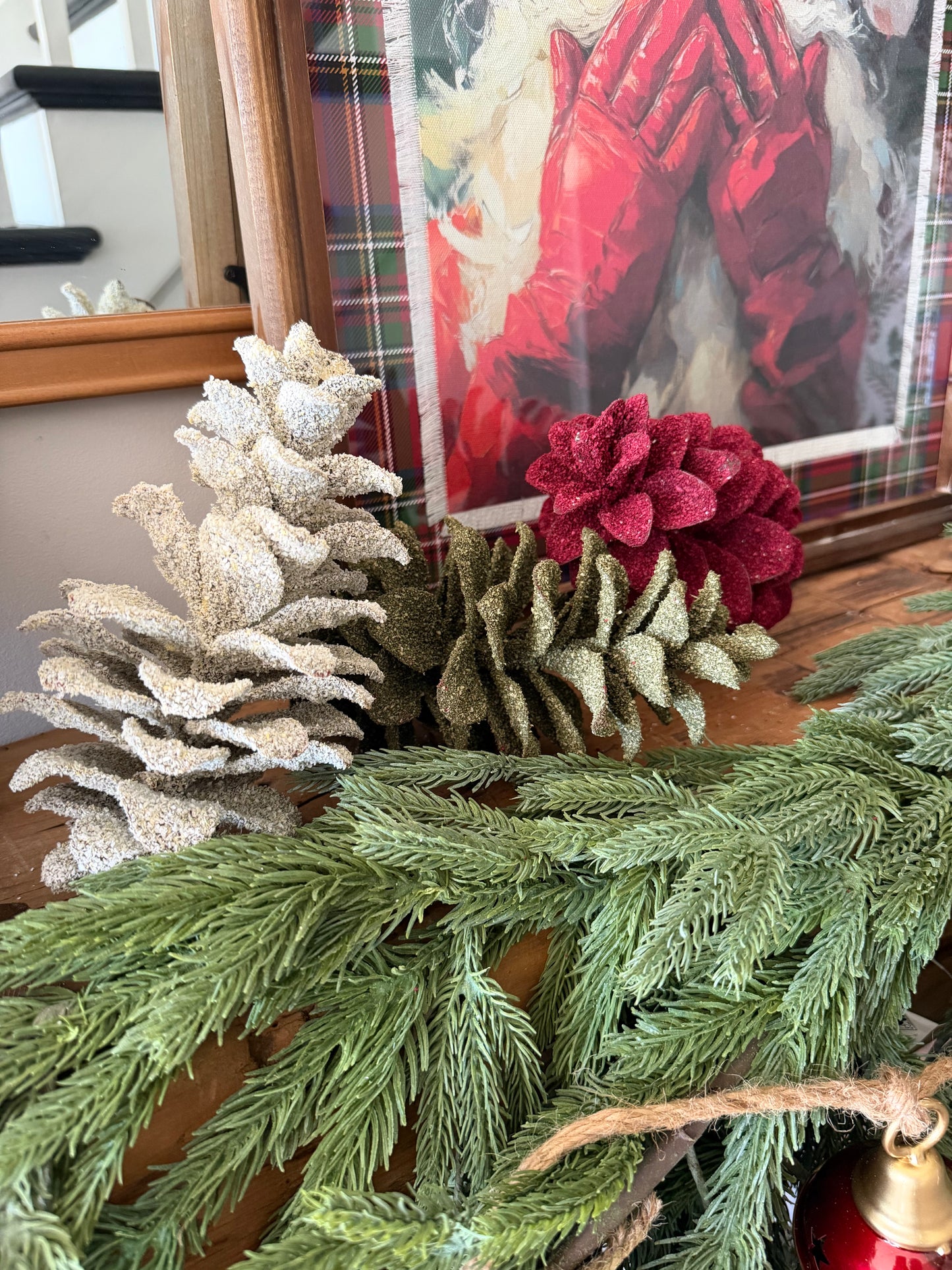 Oversized Dusted Pine Cones- Assorted Colours