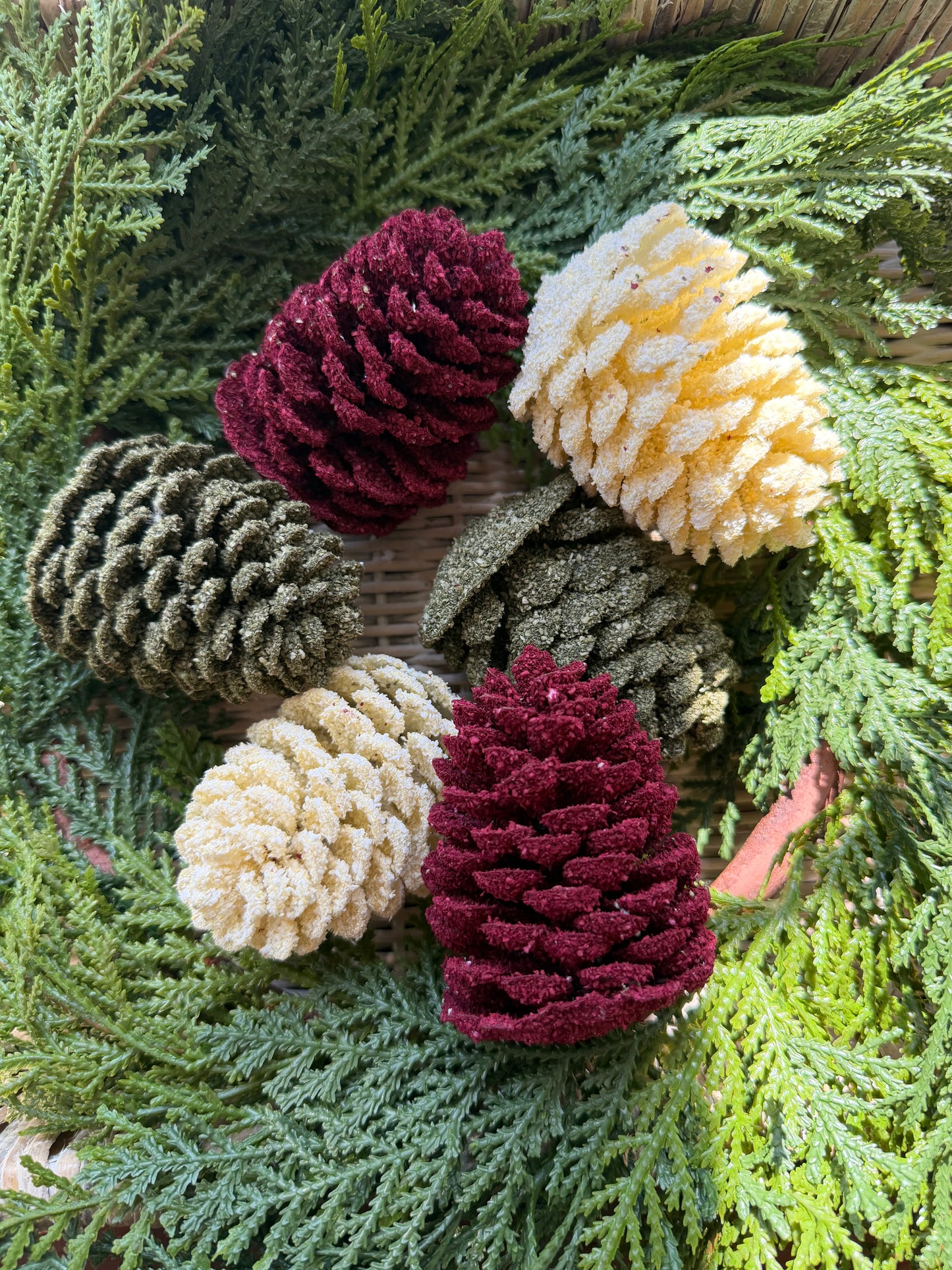 Small Dusted Pinecones- Assorted Colours