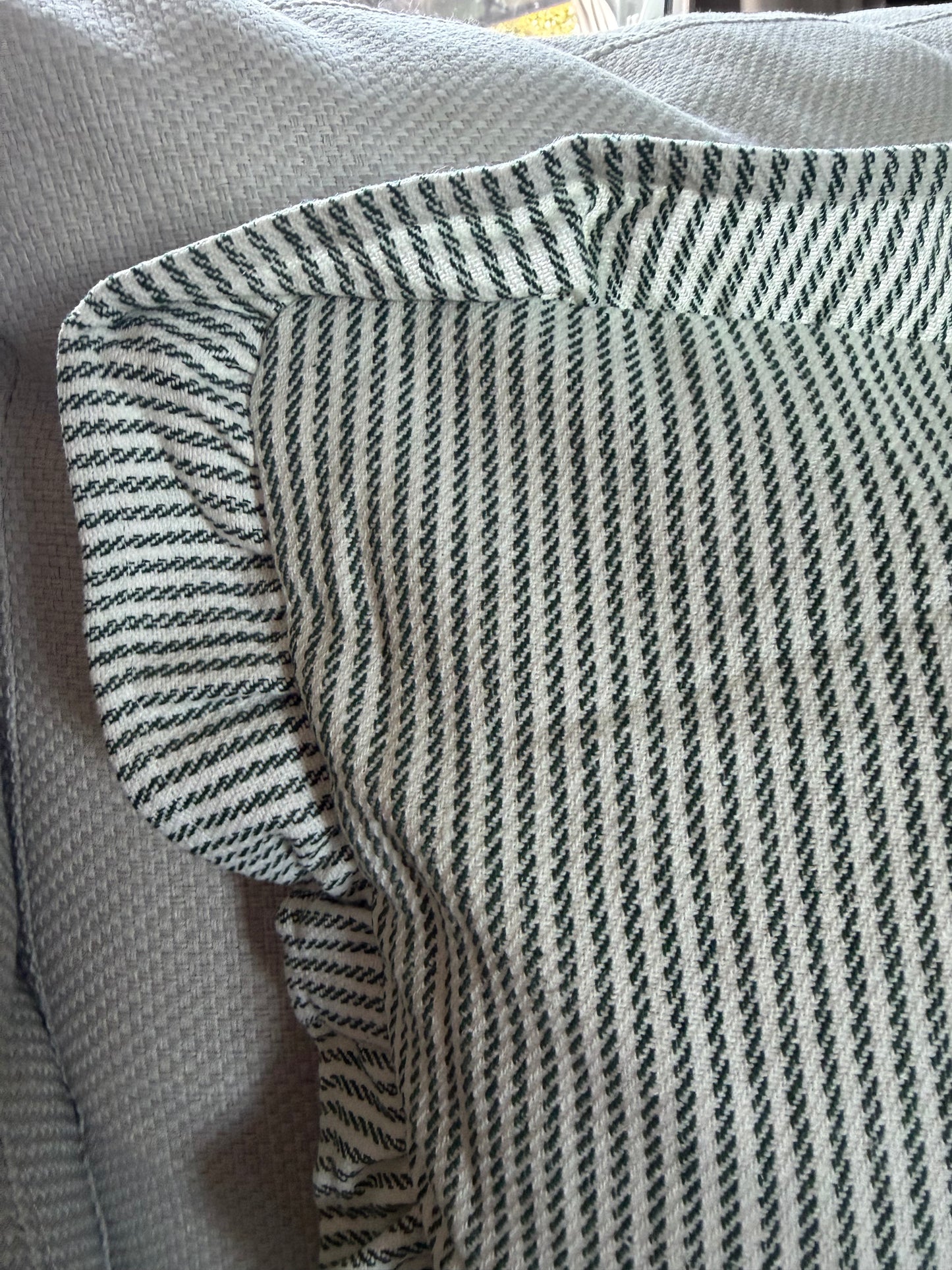 Green & Cream Ruffle Lumbar Pillow