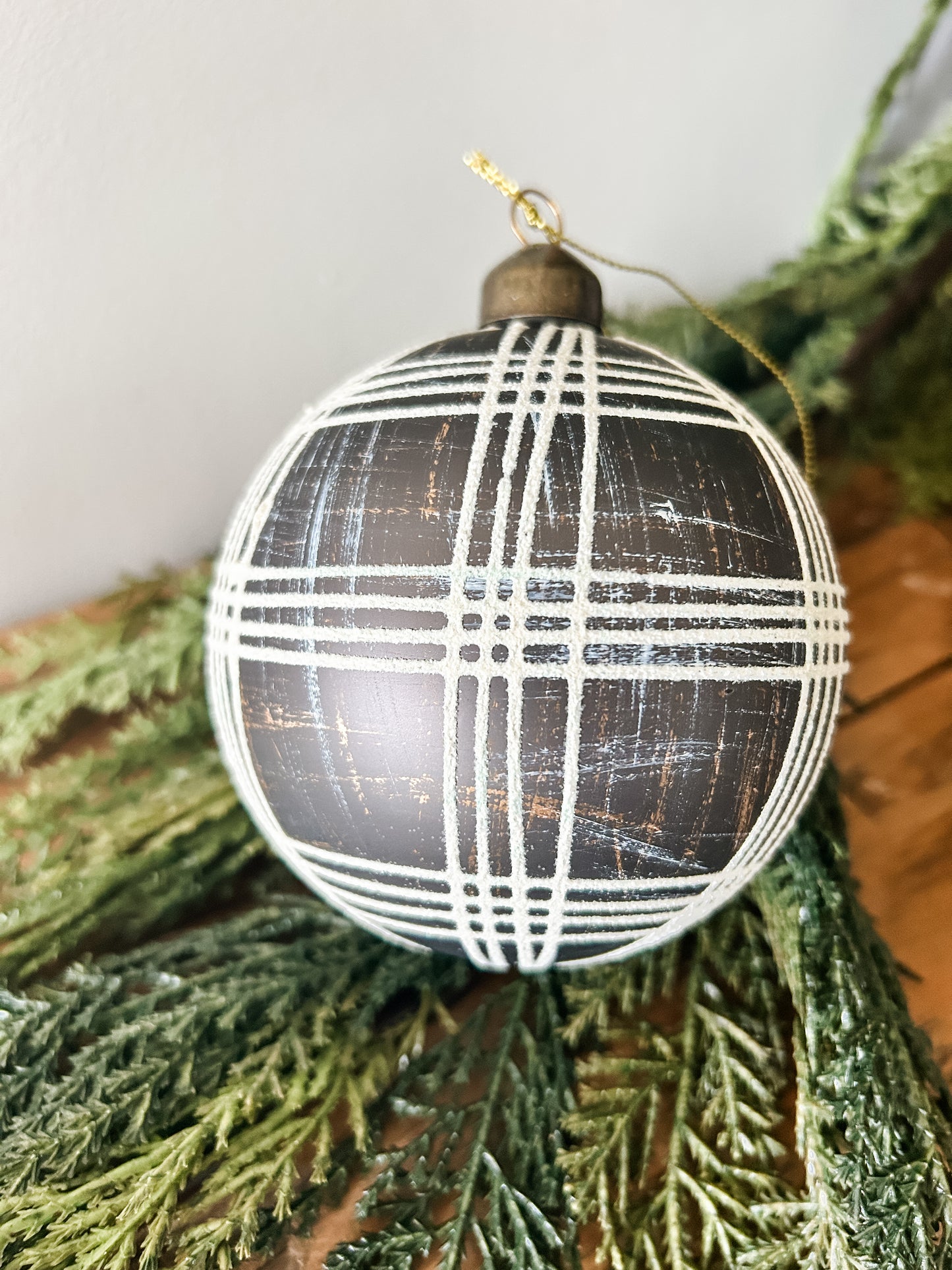 Plaid Glass Ornament